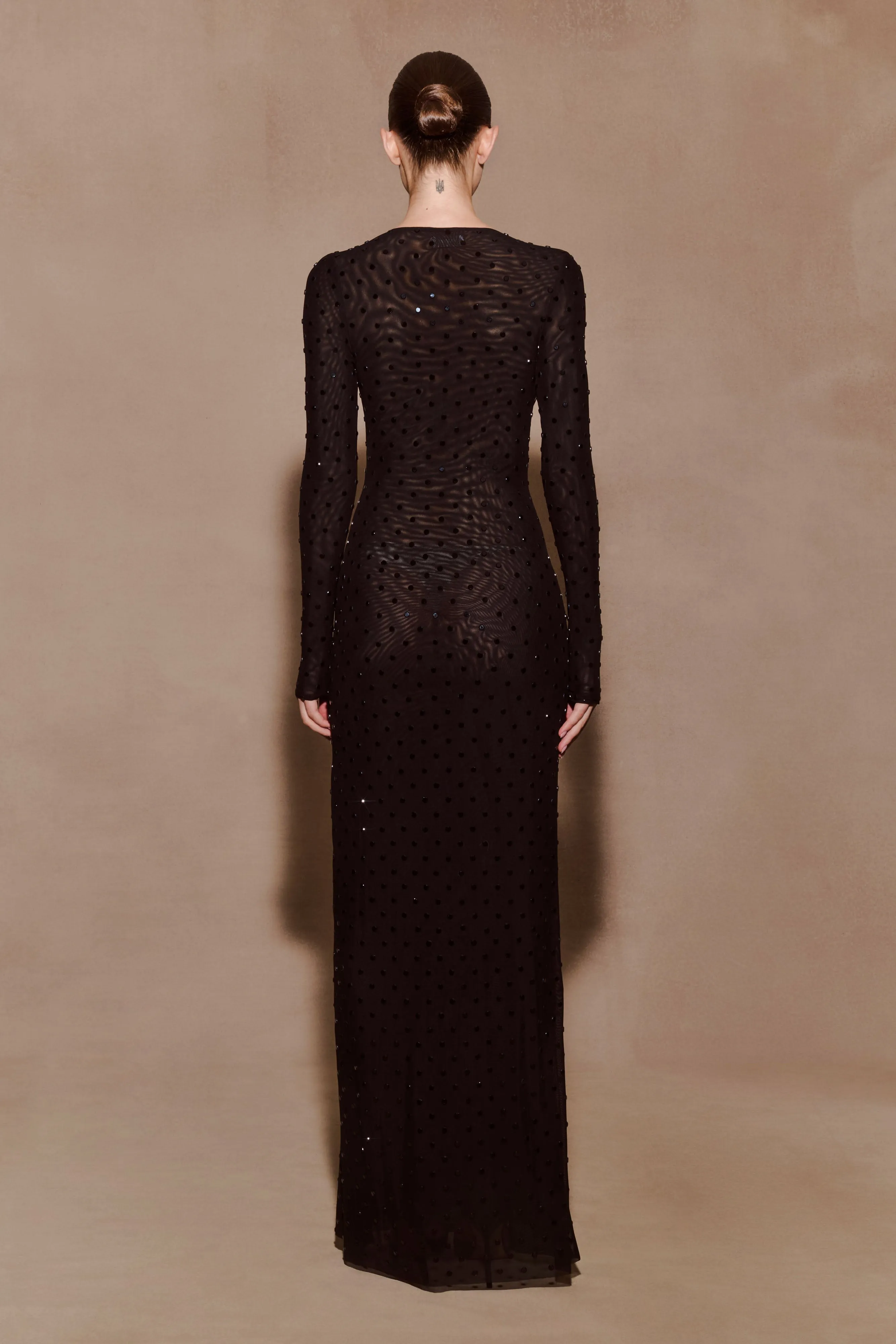 Acadia Diamante Long Sleeve Maxi Dress - Black sold by Meshki product image thumbnail 2