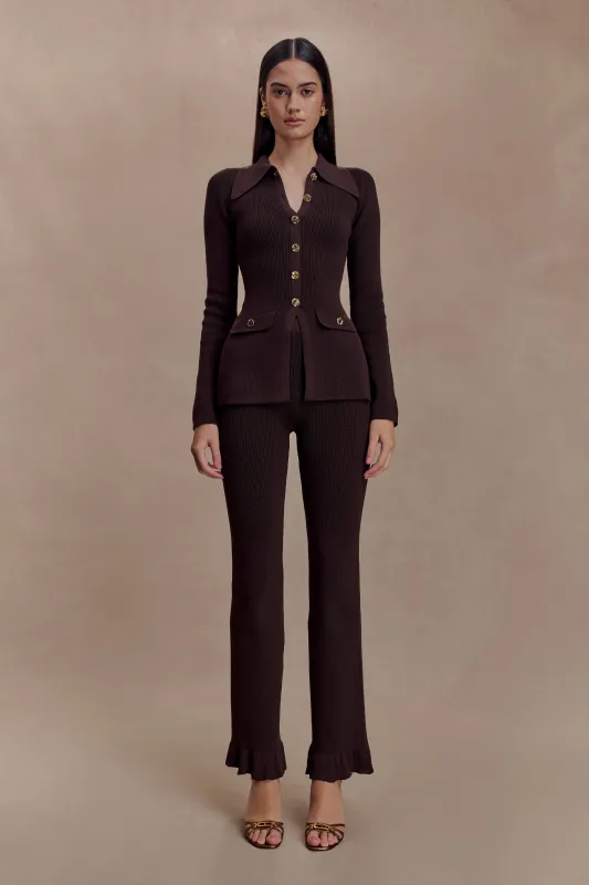 Suzie Ribbed Flared Pants - Chocolate made by Meshki