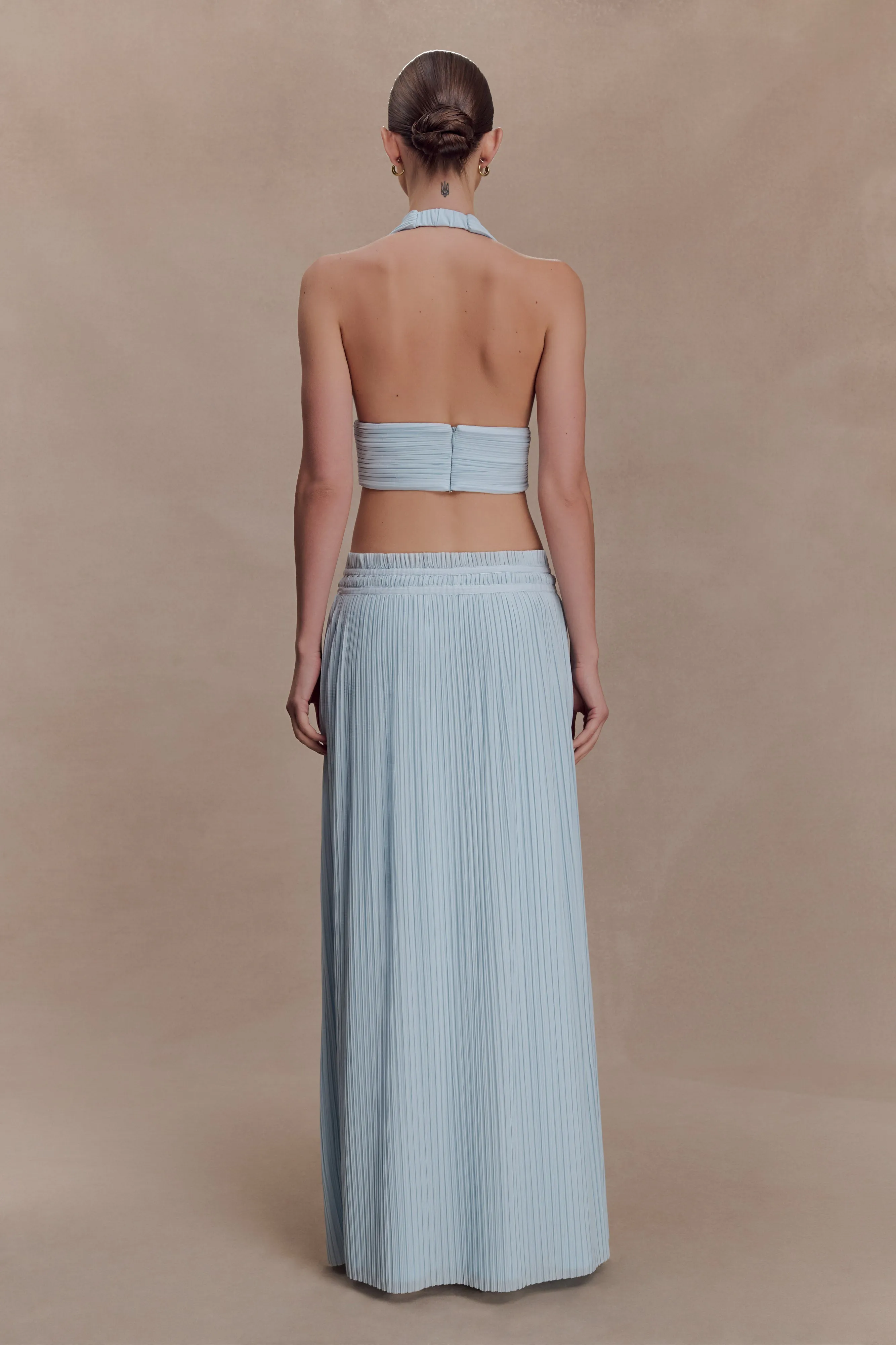 Amaris Sleeveless Plisse Halter Top - Pale Blue sold by Meshki product image thumbnail 5