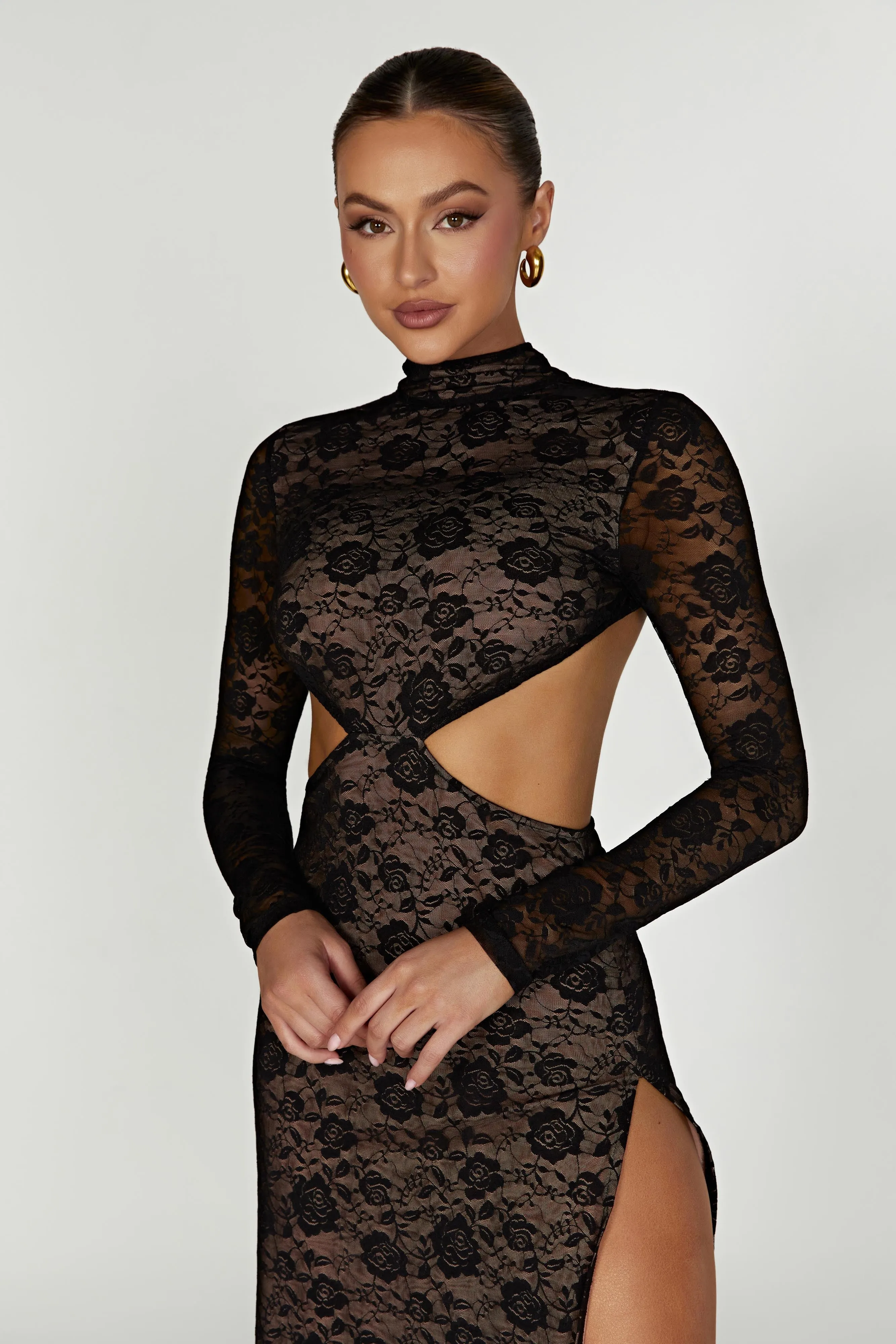 Callista Lace Maxi Dress - Black sold by Meshki product image thumbnail 3