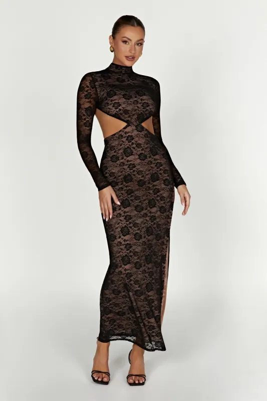 Callista Lace Maxi Dress - Black sold by Meshki