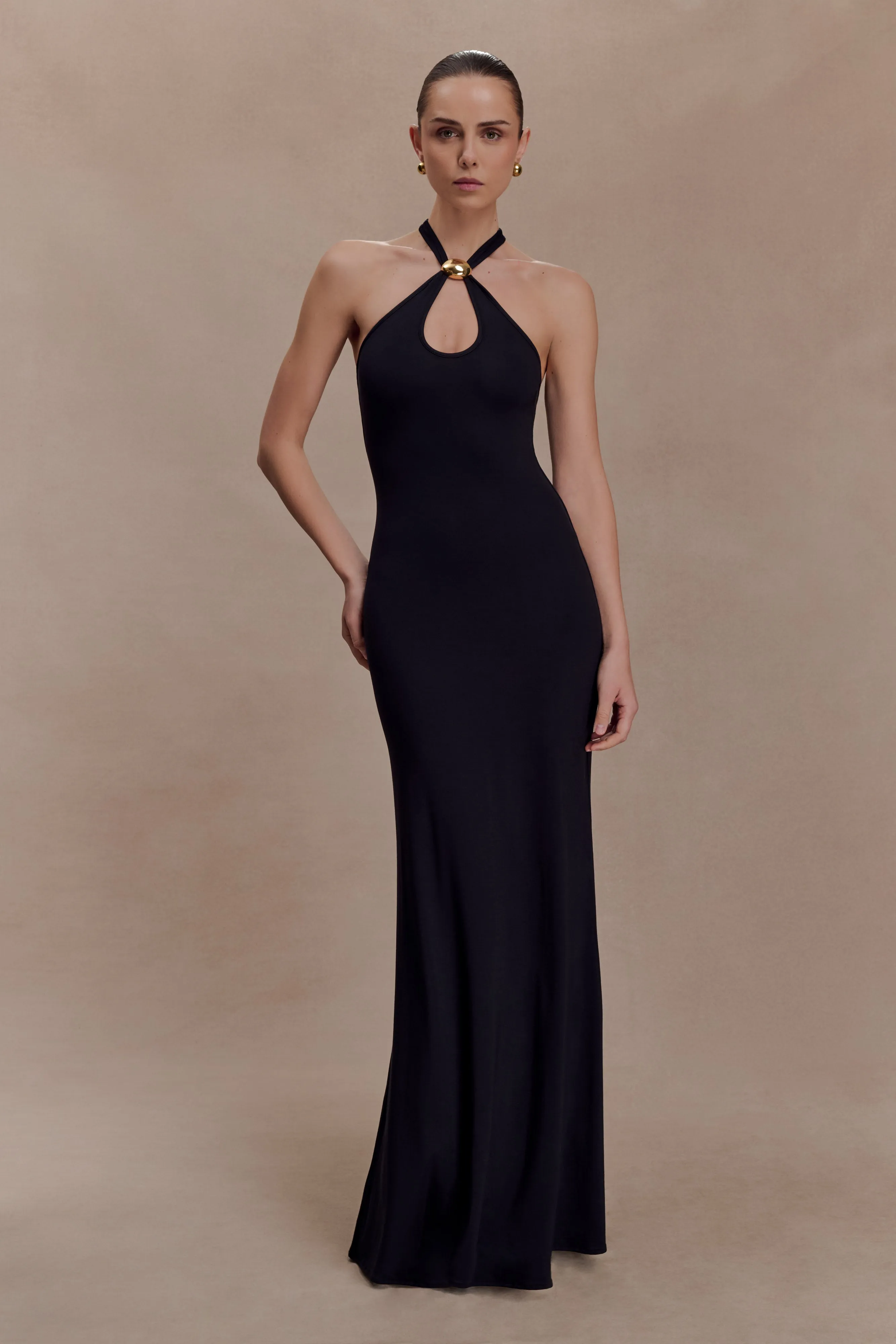 Ramona Modal Maxi Dress With Hardware - Black sold by Meshki