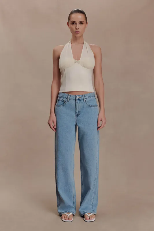 Cressida Crepe Halter Top - Ivory sold by Meshki