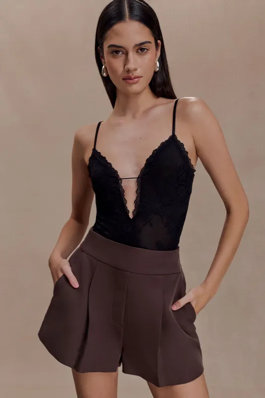 Jasper Plunge Lace Bodysuit - Black sold by Meshki