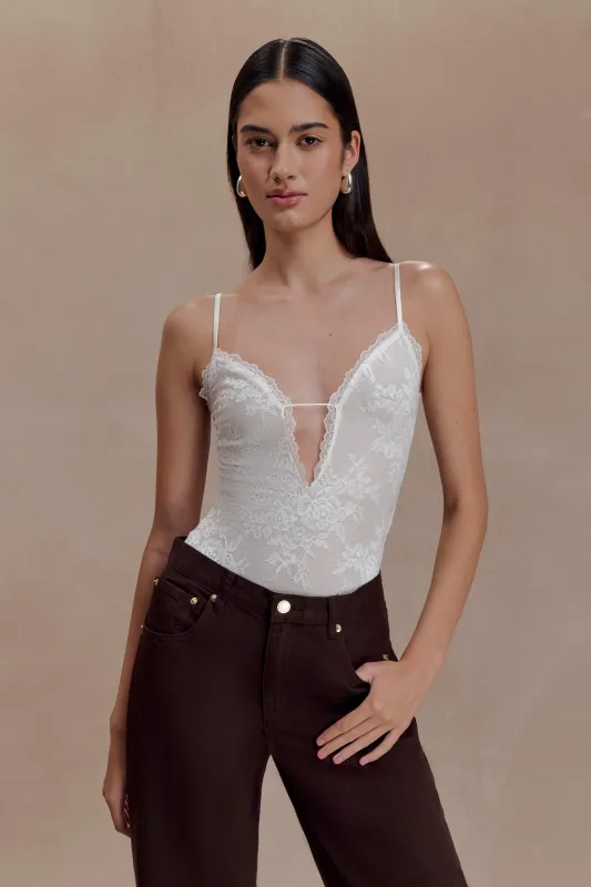 Jasper Plunge Lace Bodysuit - Ivory sold by Meshki