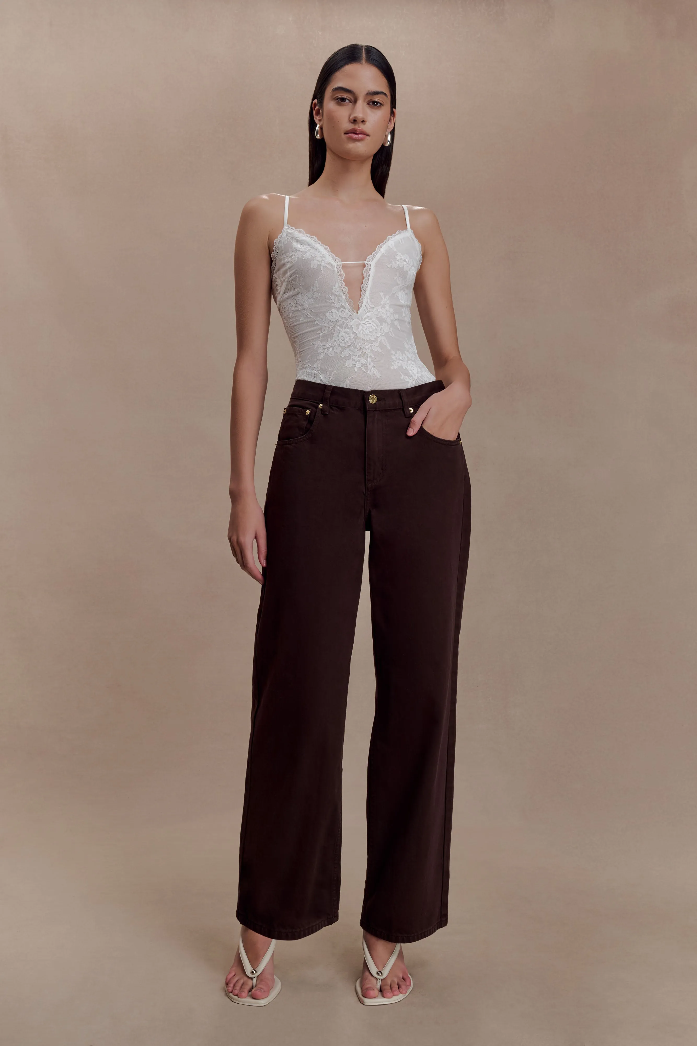 Jasper Plunge Lace Bodysuit - Ivory sold by Meshki product image thumbnail 5