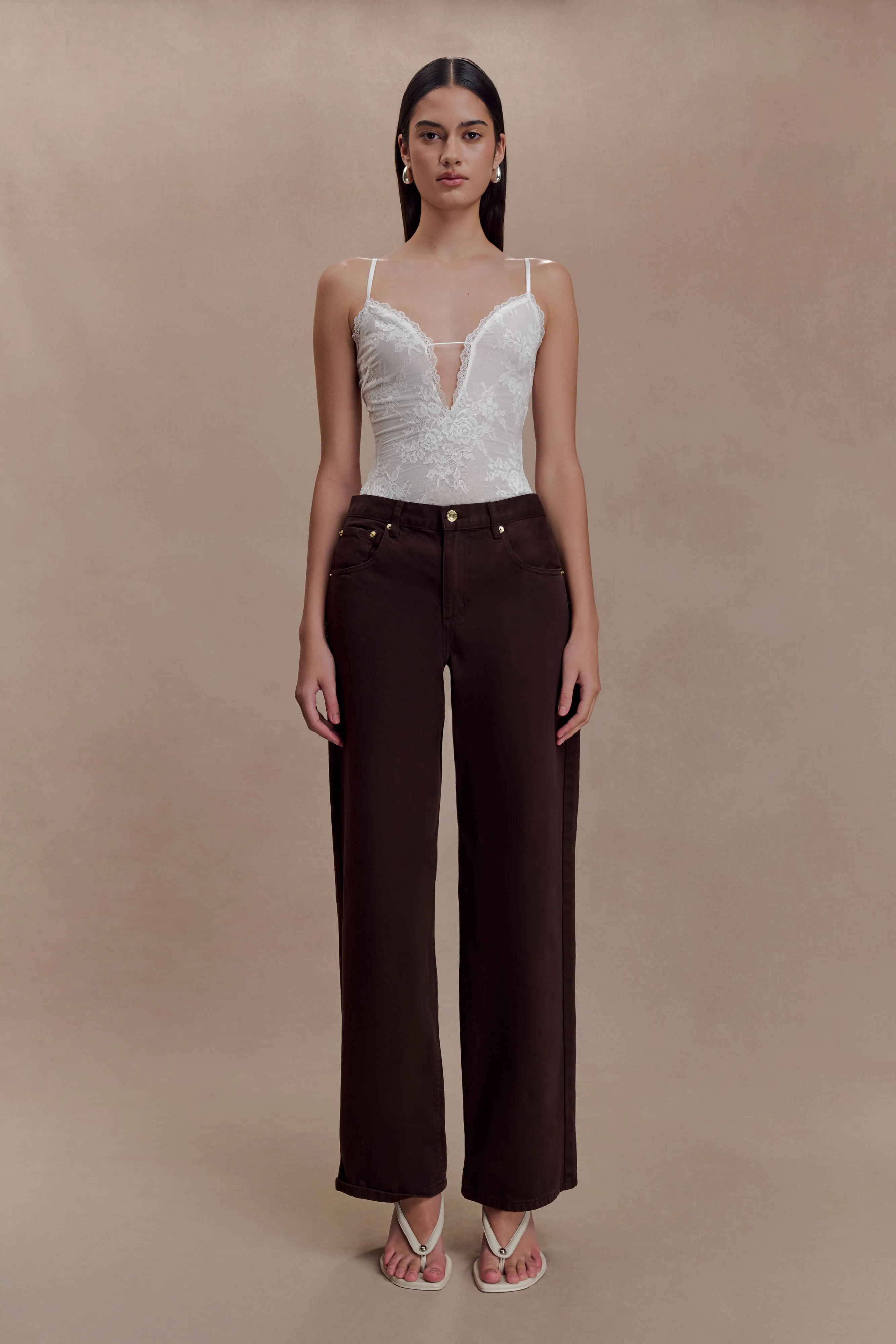 Jasper Plunge Lace Bodysuit - Ivory sold by Meshki product image thumbnail 2