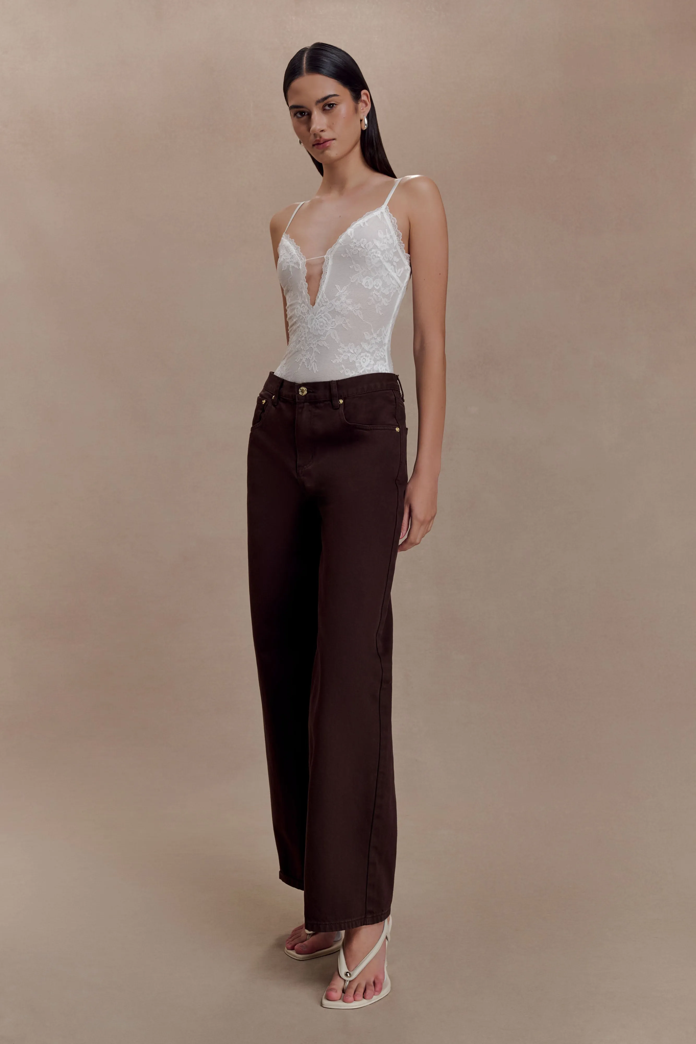 Jasper Plunge Lace Bodysuit - Ivory sold by Meshki product image thumbnail 4