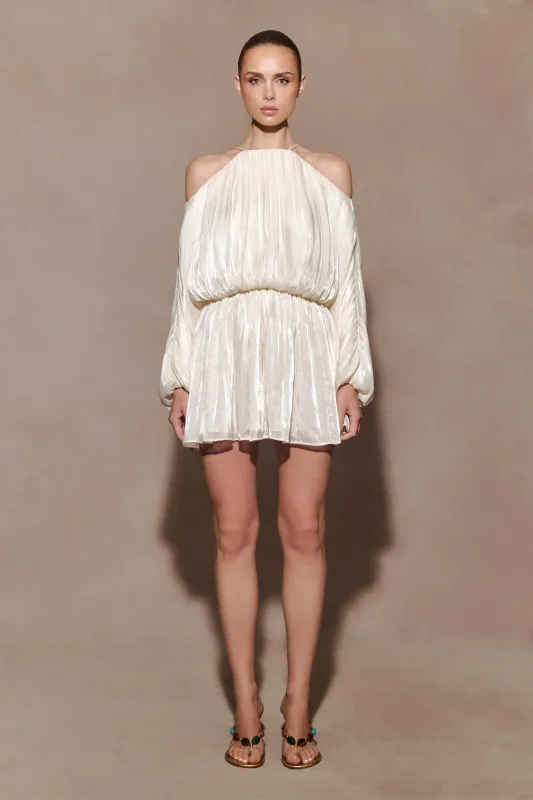 Minna Halter Mini Dress - Opal White sold by Meshki