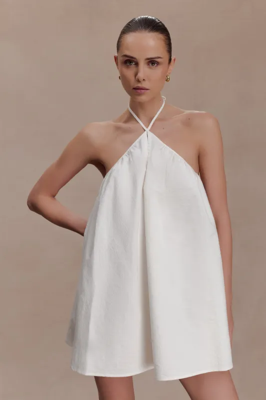 Sonja Keyhole Halter Cotton Mini Dress - White made by Meshki