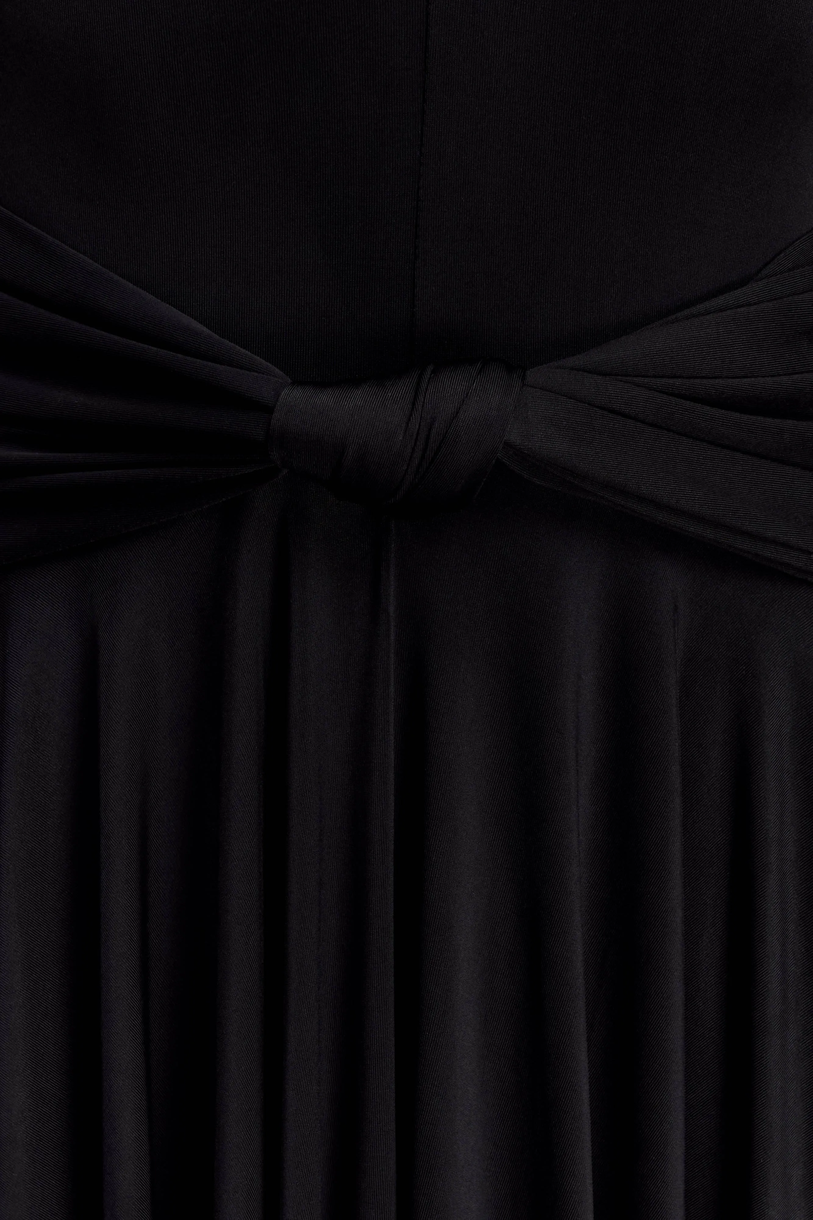 Zelda Asymmetric Slinky Midi Dress - Black sold by Meshki product image thumbnail 5