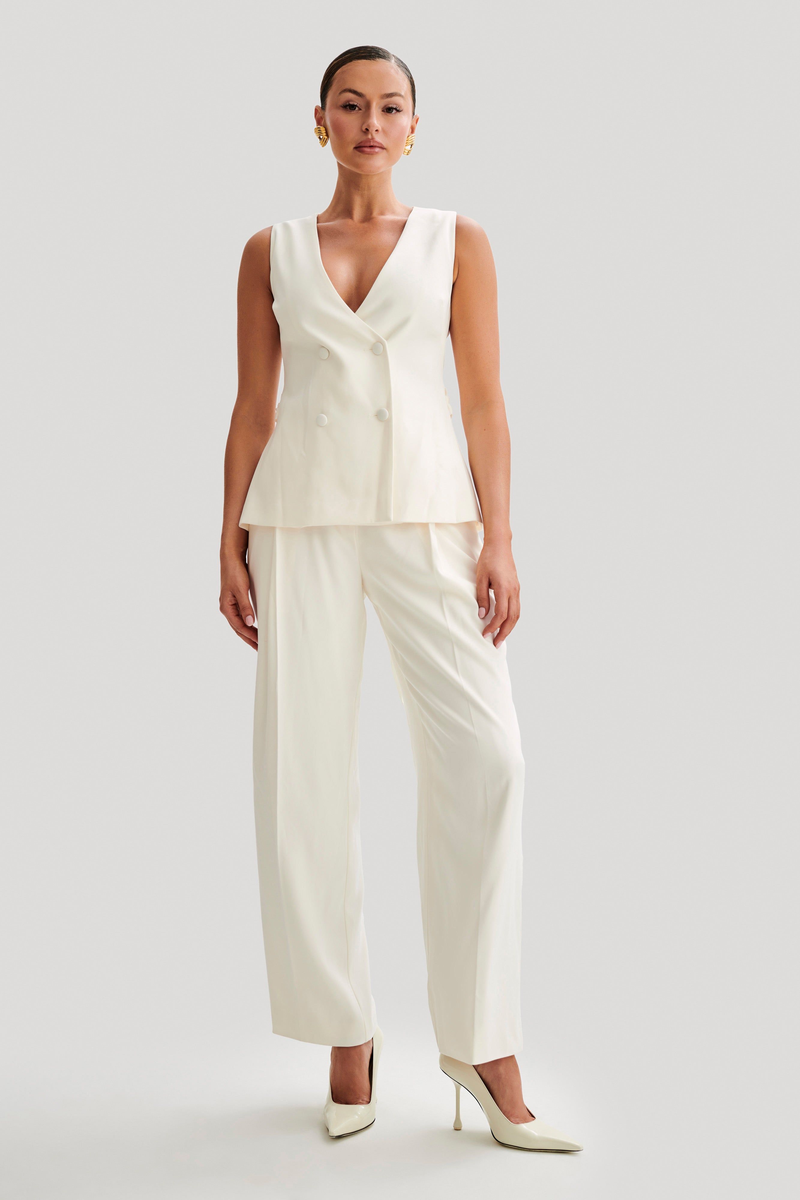 Amelie Suiting Longline Wrap Top - Ivory sold by Meshki product image thumbnail 5