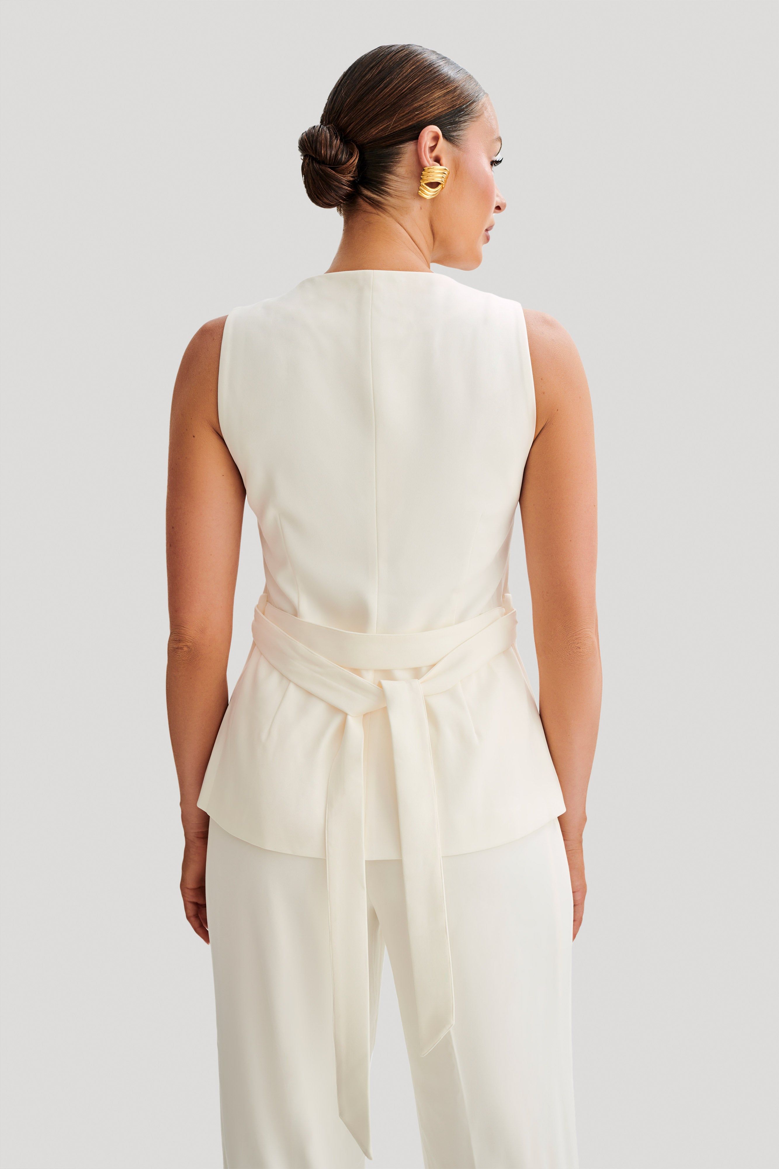 Amelie Suiting Longline Wrap Top - Ivory sold by Meshki product image thumbnail 3