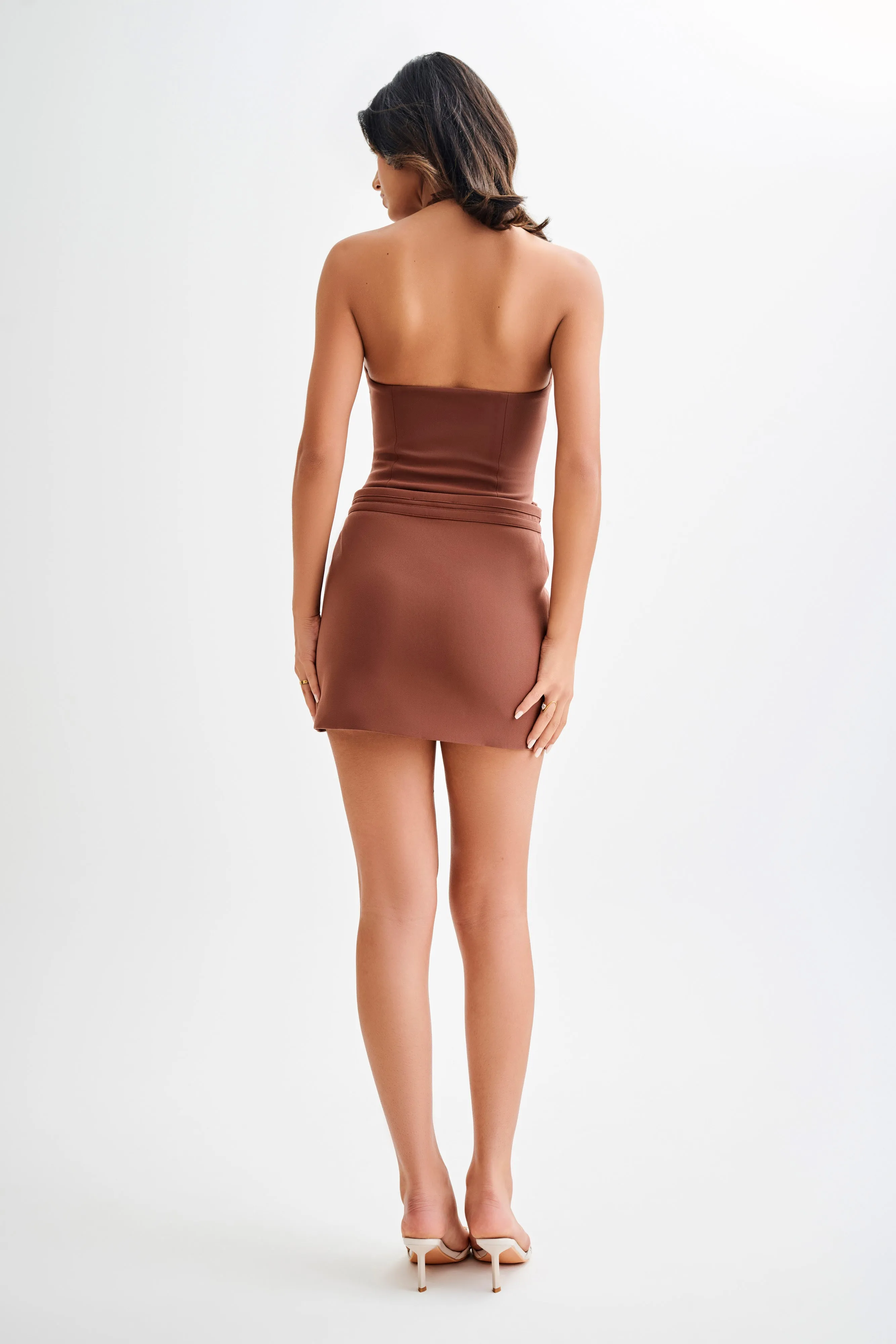 Letitia Suiting Mini Skirt With Buckle - Wood sold by Meshki product image thumbnail 4