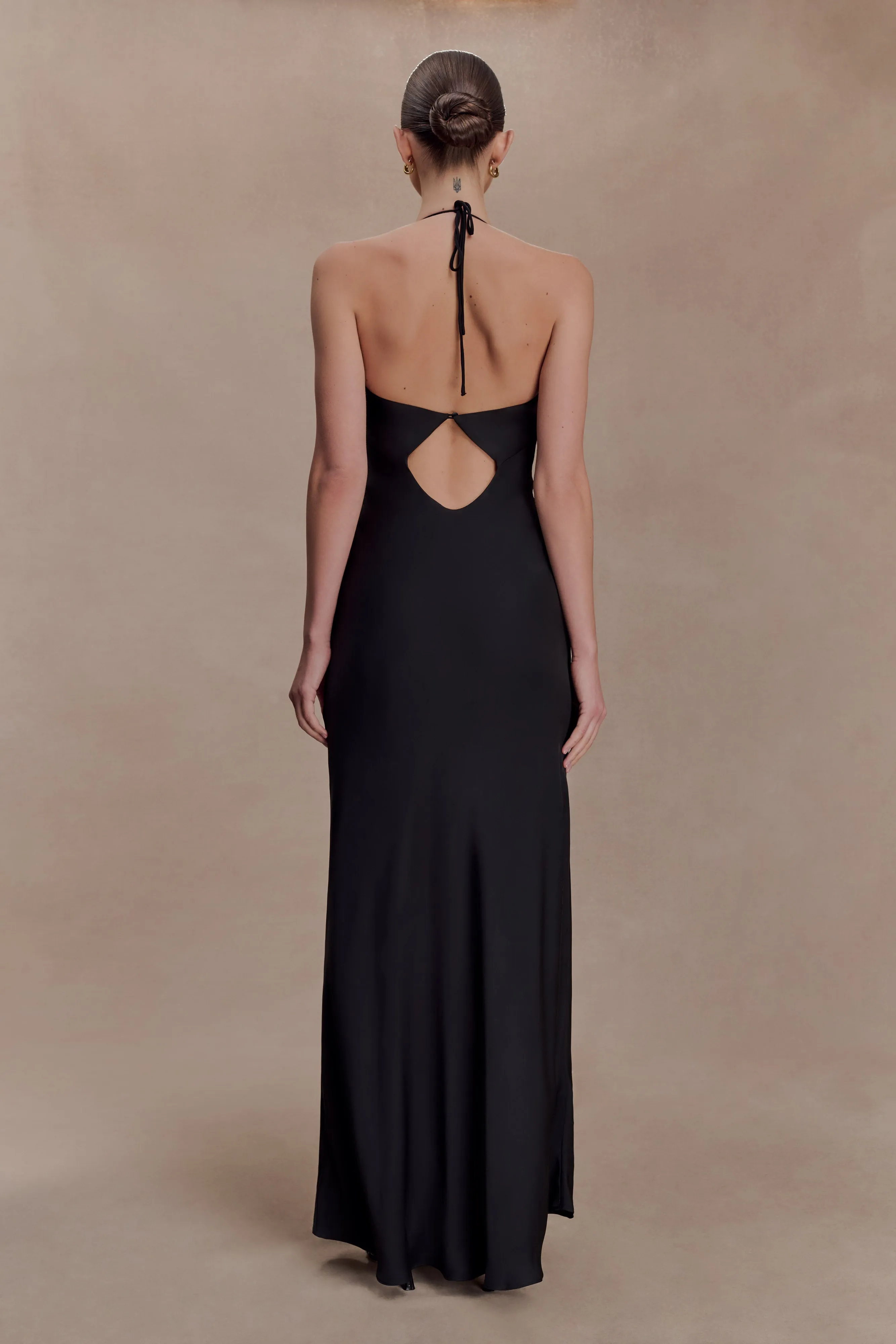 Lydia Cowl Neck Satin Maxi Dress - Black sold by Meshki product image thumbnail 2
