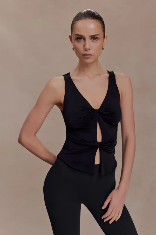 Millie Twist Sleeveless Top - Black sold by Meshki