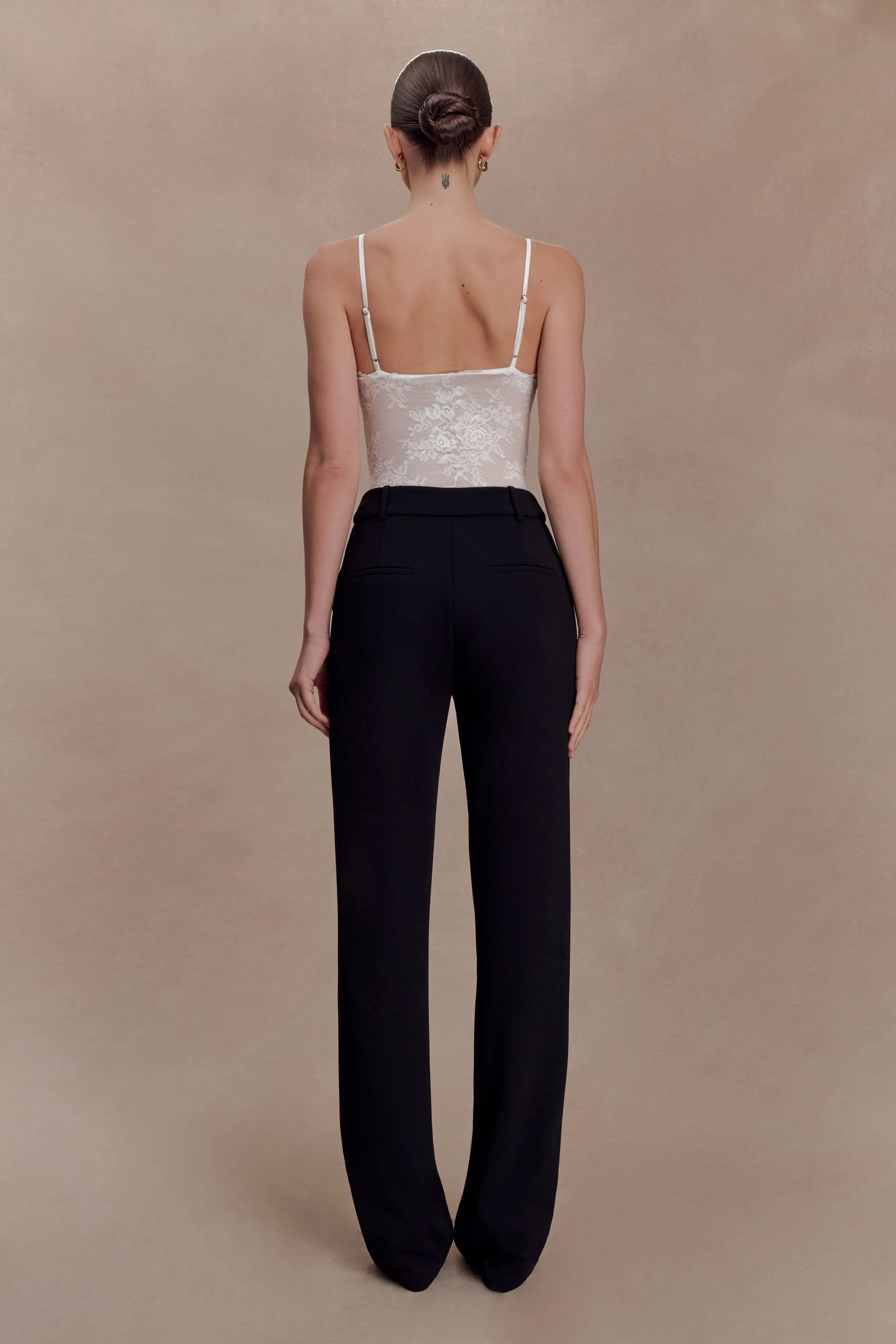 Maude Crepe Straight Leg Pants - Black sold by Meshki product image thumbnail 2