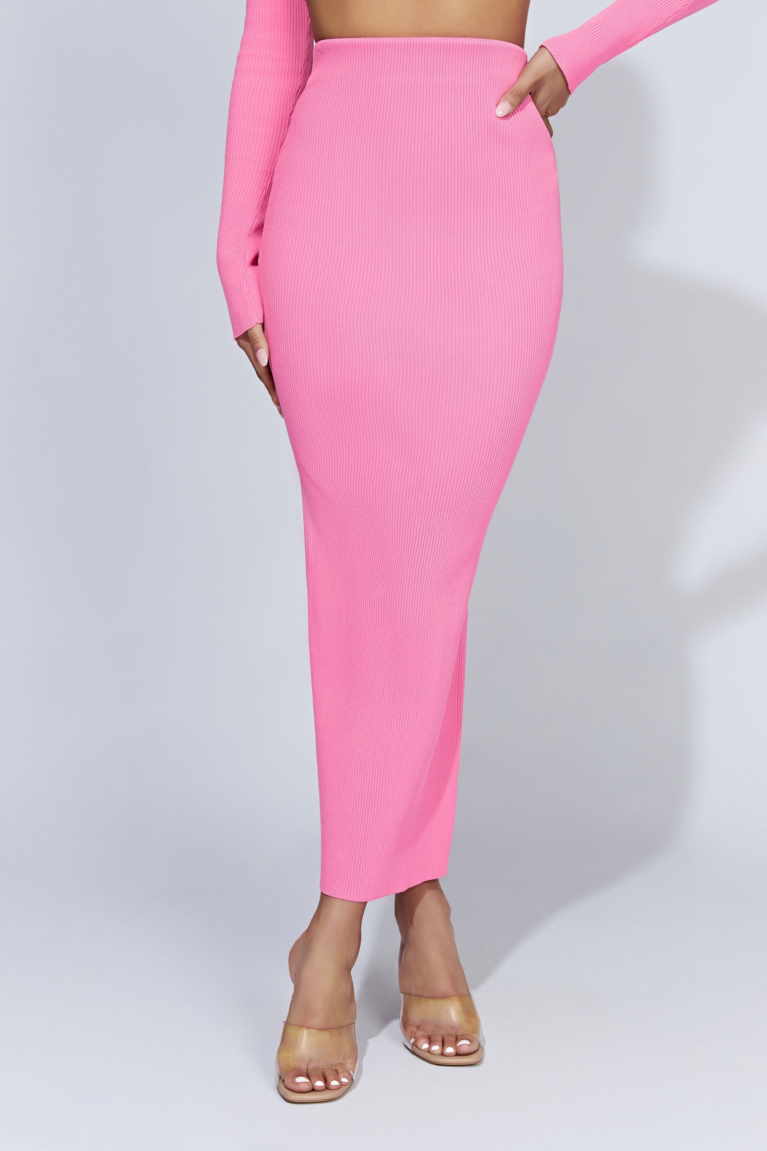 Kaesha Split Maxi Knitted Skirt - Bubblegum Pink sold by Meshki product image thumbnail 6