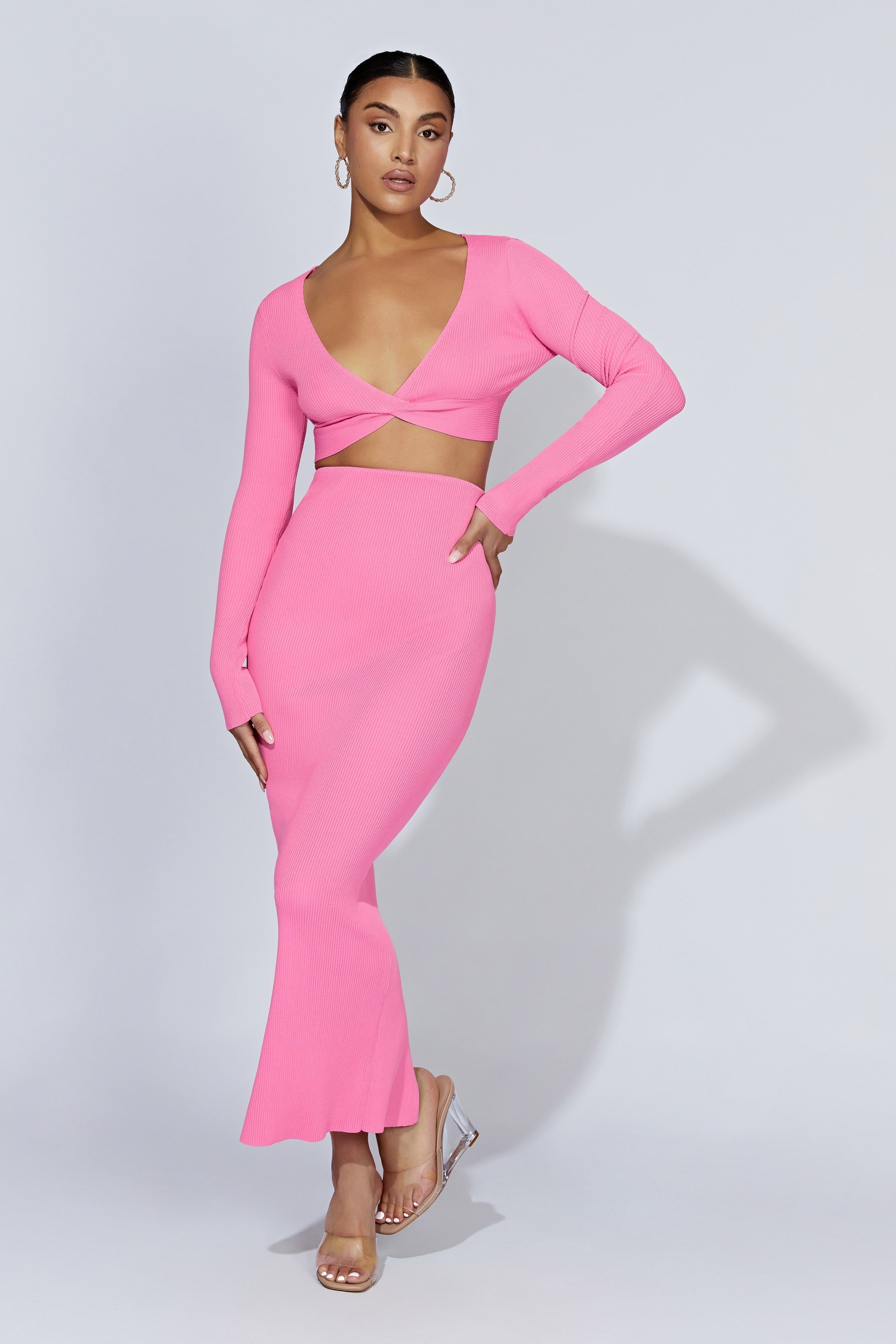 Kaesha Split Maxi Knitted Skirt - Bubblegum Pink sold by Meshki product image thumbnail 7