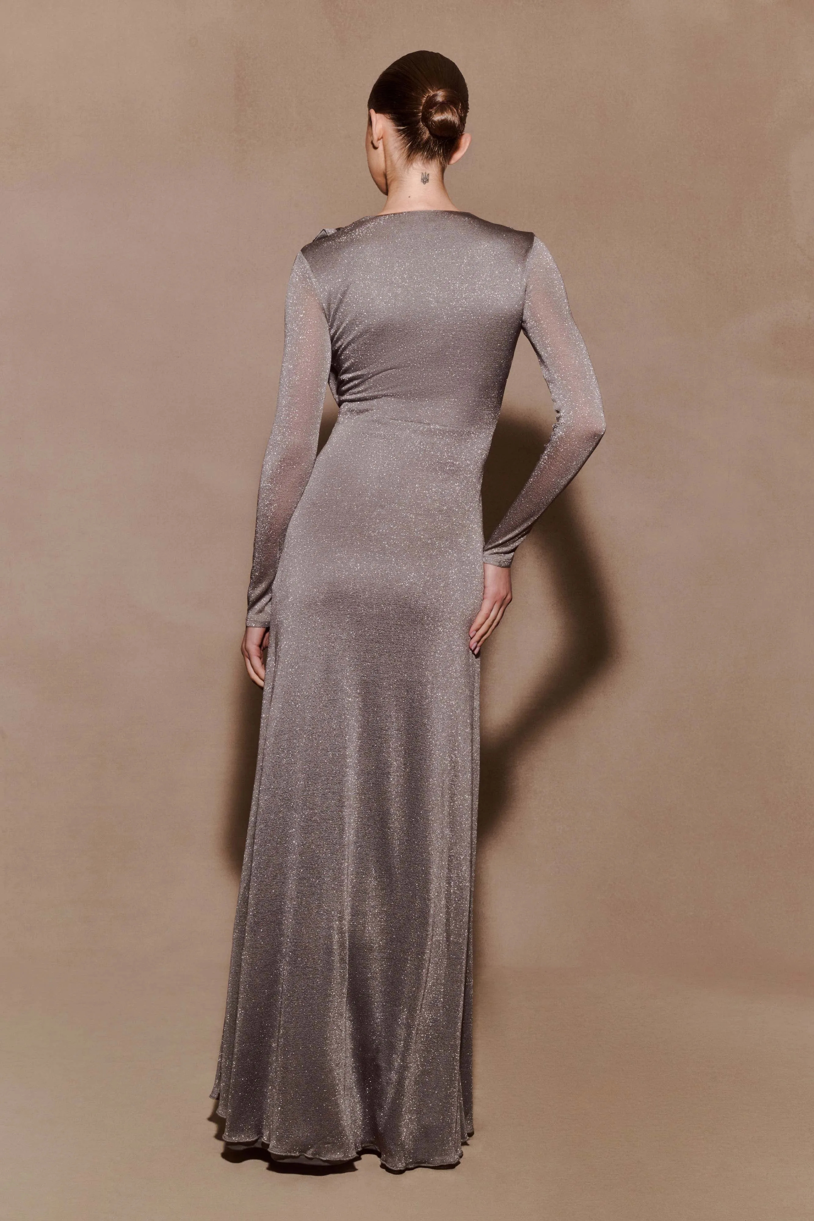 Scarlet Lurex Cowl Maxi Dress - Silver sold by Meshki product image thumbnail 2