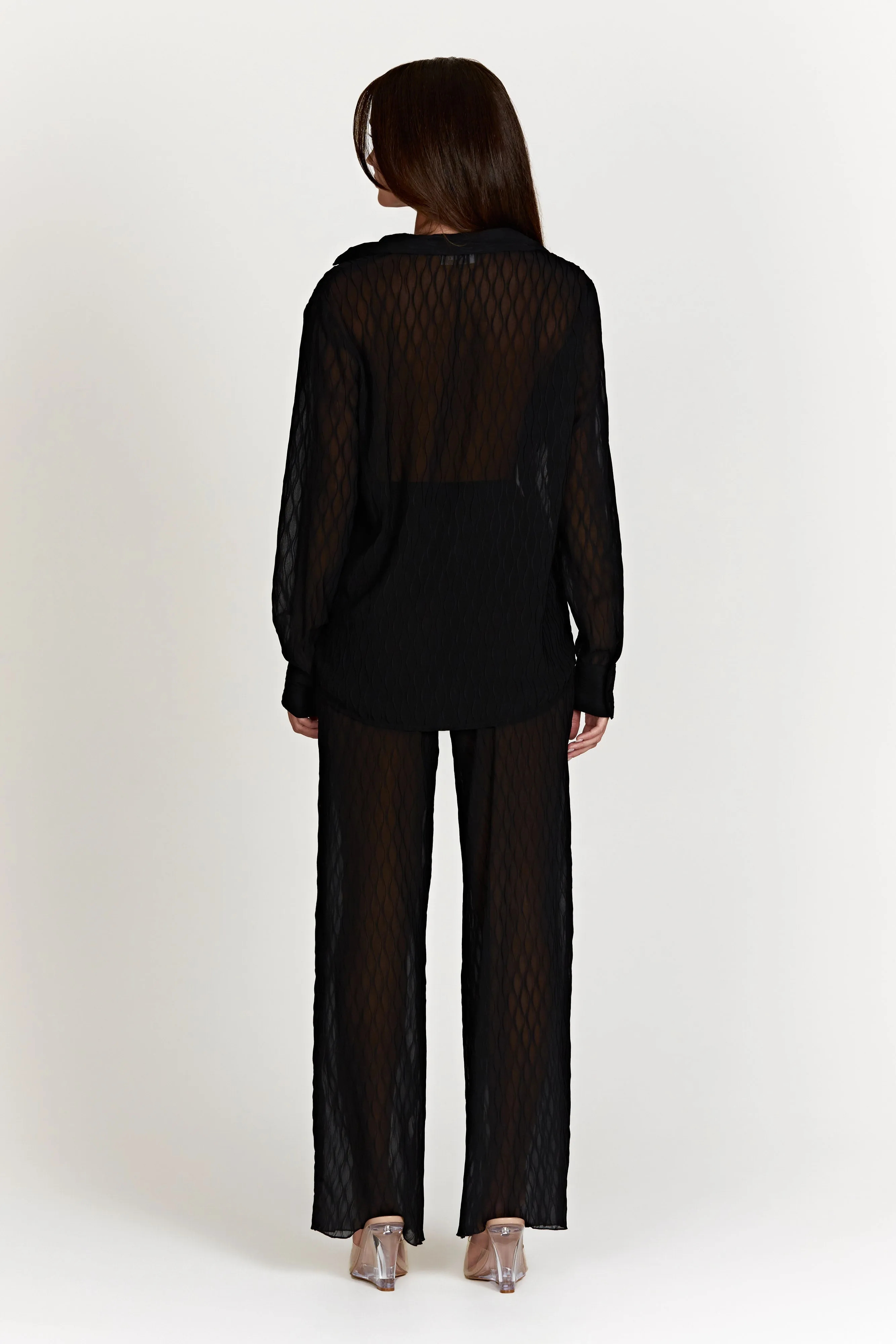 Karla Wave Pleat Pant - Black sold by Meshki product image thumbnail 4