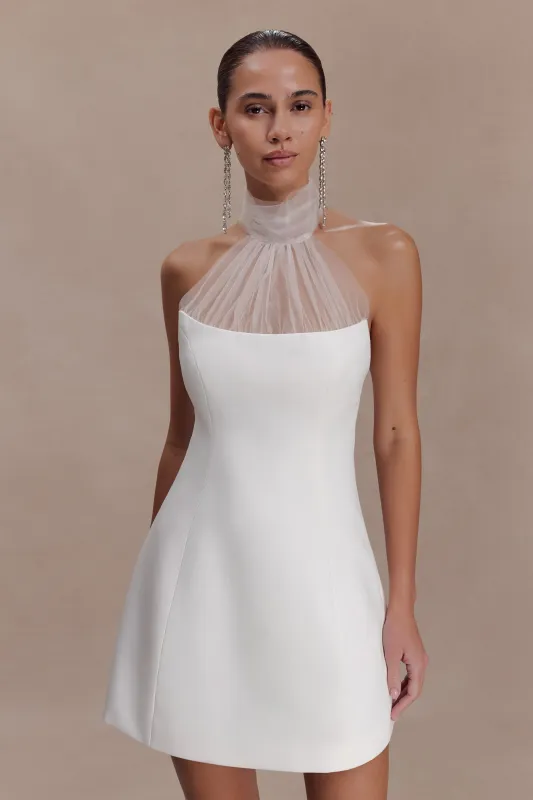 Riley Halter Suiting Mini Dress - Ivory sold by Meshki