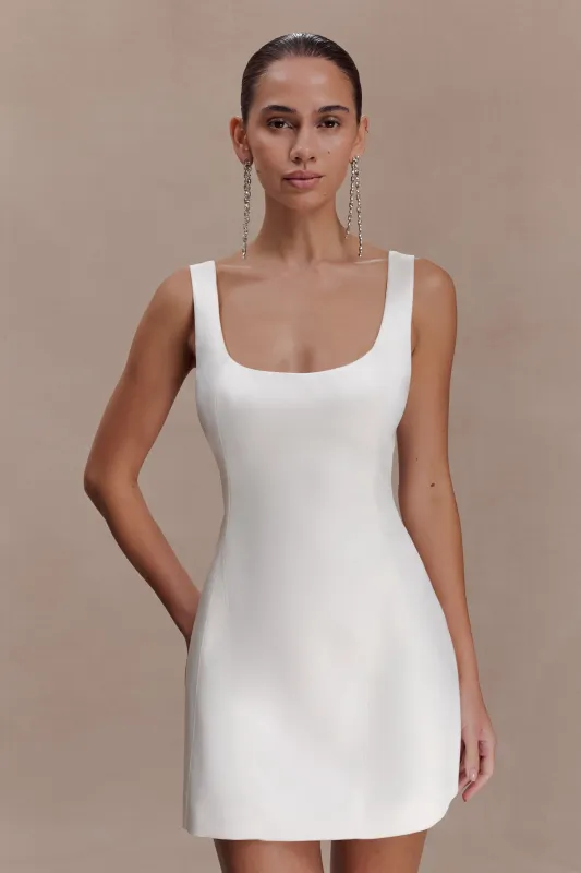 Beth Satin Mini Dress - White sold by Meshki
