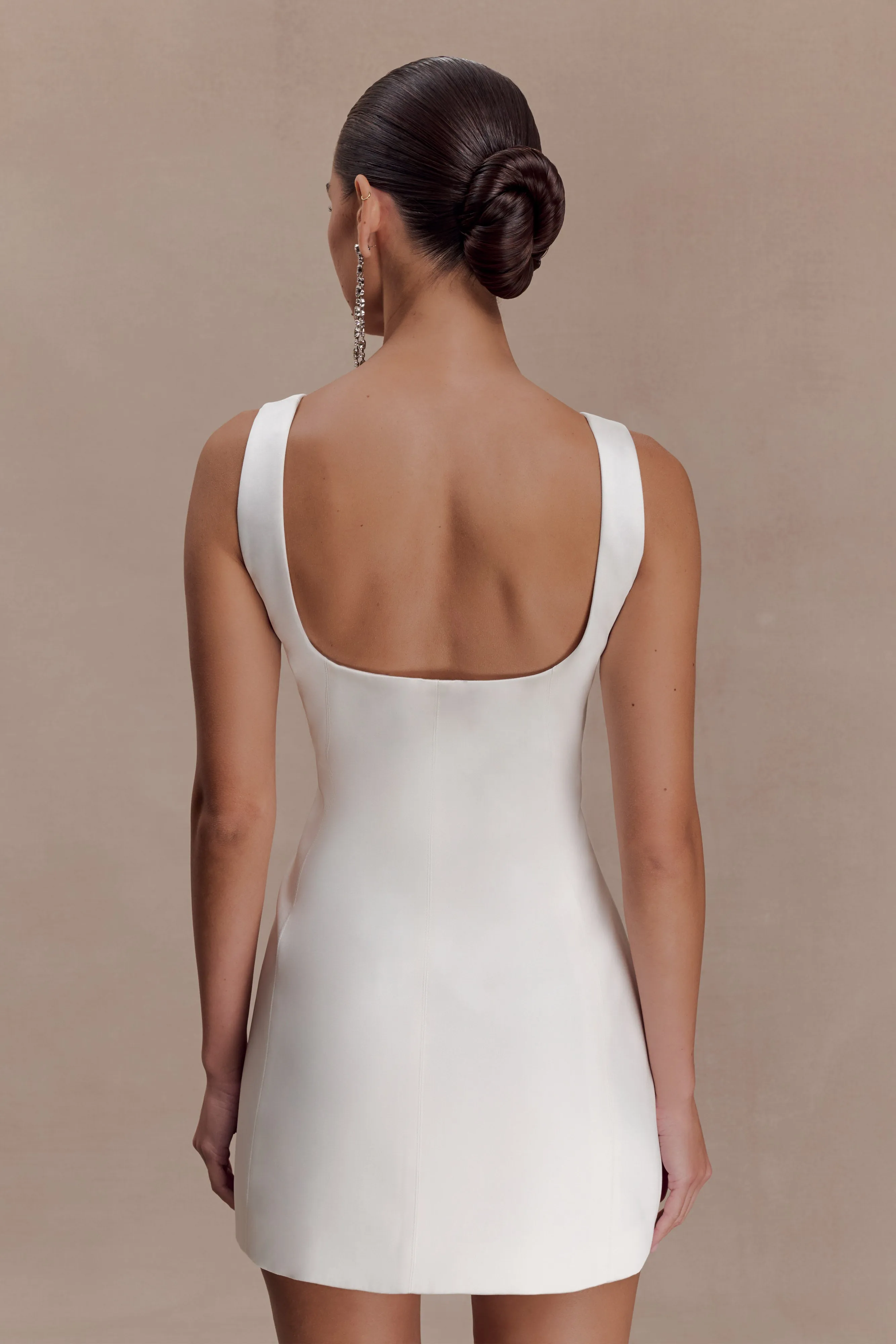 Beth Satin Mini Dress - White sold by Meshki product image thumbnail 2