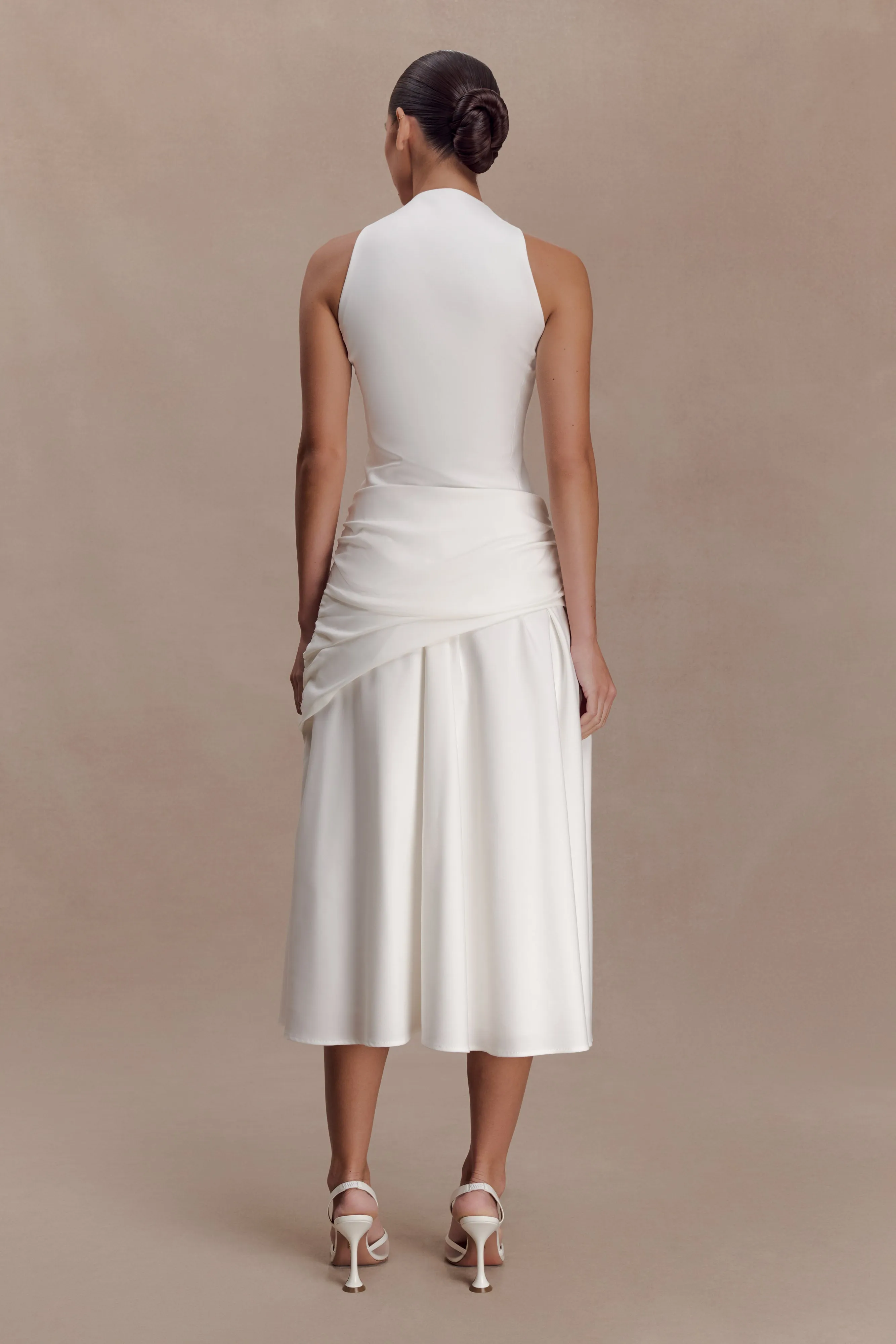 Emily Wrapped Waist Midi Dress - White sold by Meshki product image thumbnail 2