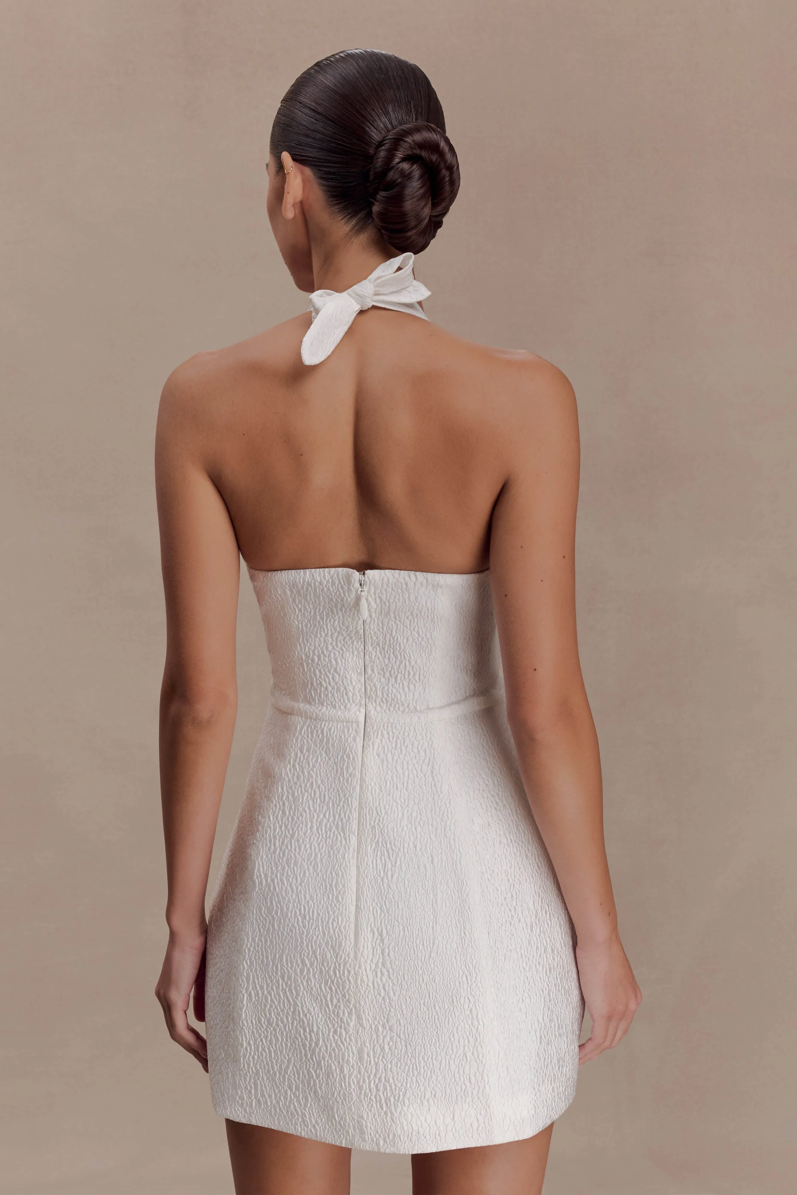Ella Bow Detail Halter Mini Dress - White sold by Meshki product image thumbnail 2