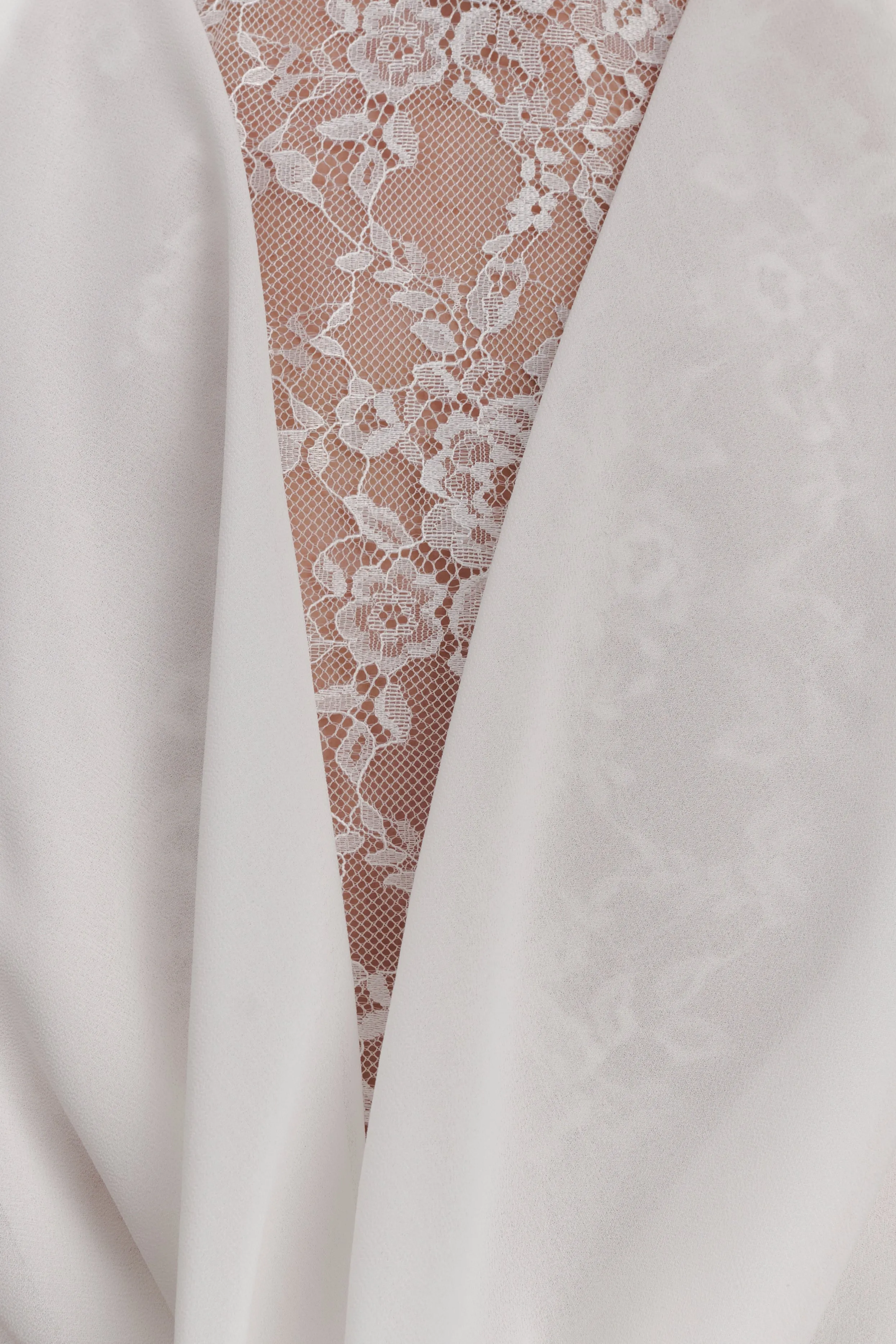 Arra Chiffon And Lace Halter Mini Dress - White sold by Meshki product image thumbnail 4