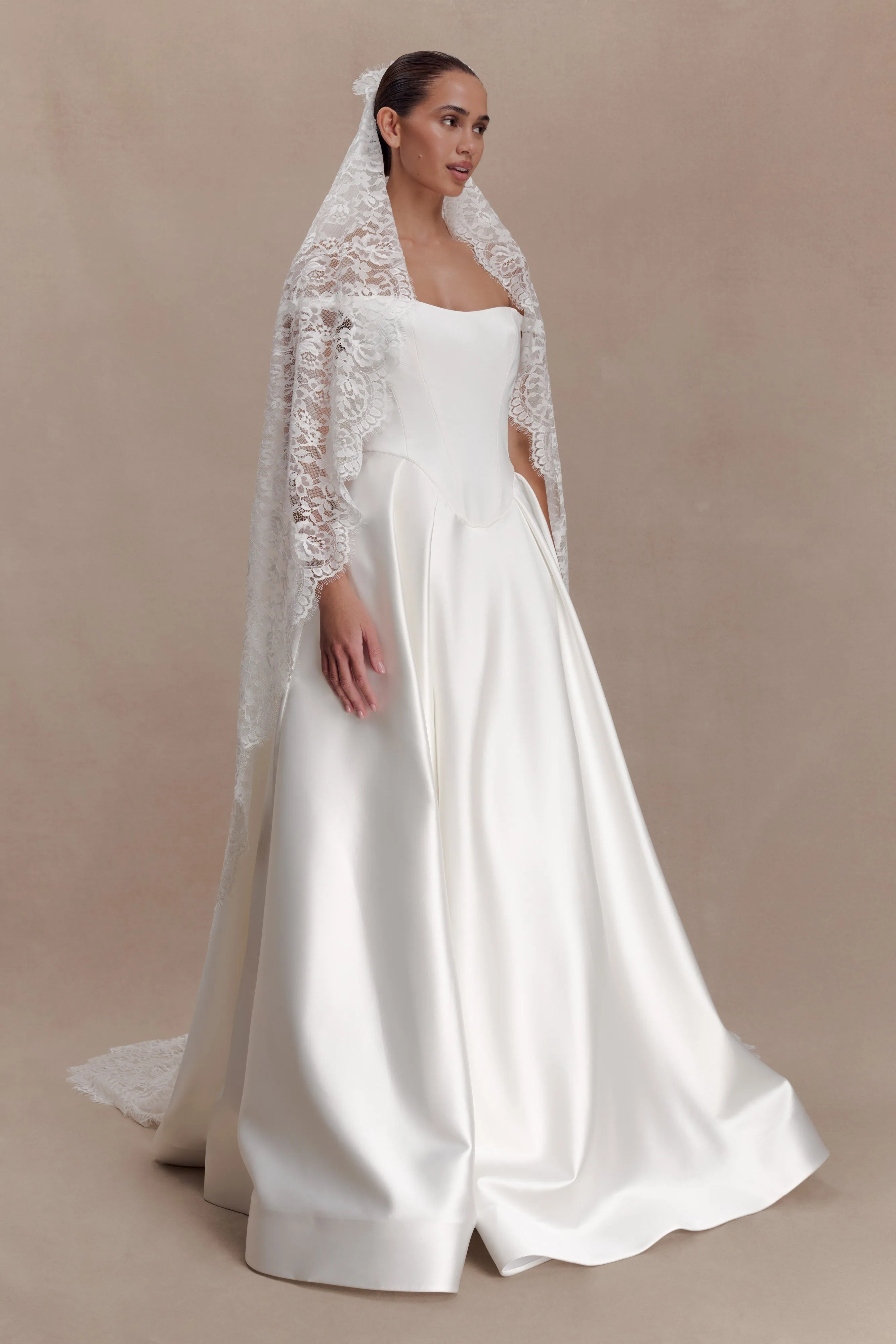 Cassia Lace Trim Veil - White sold by Meshki product image thumbnail 3