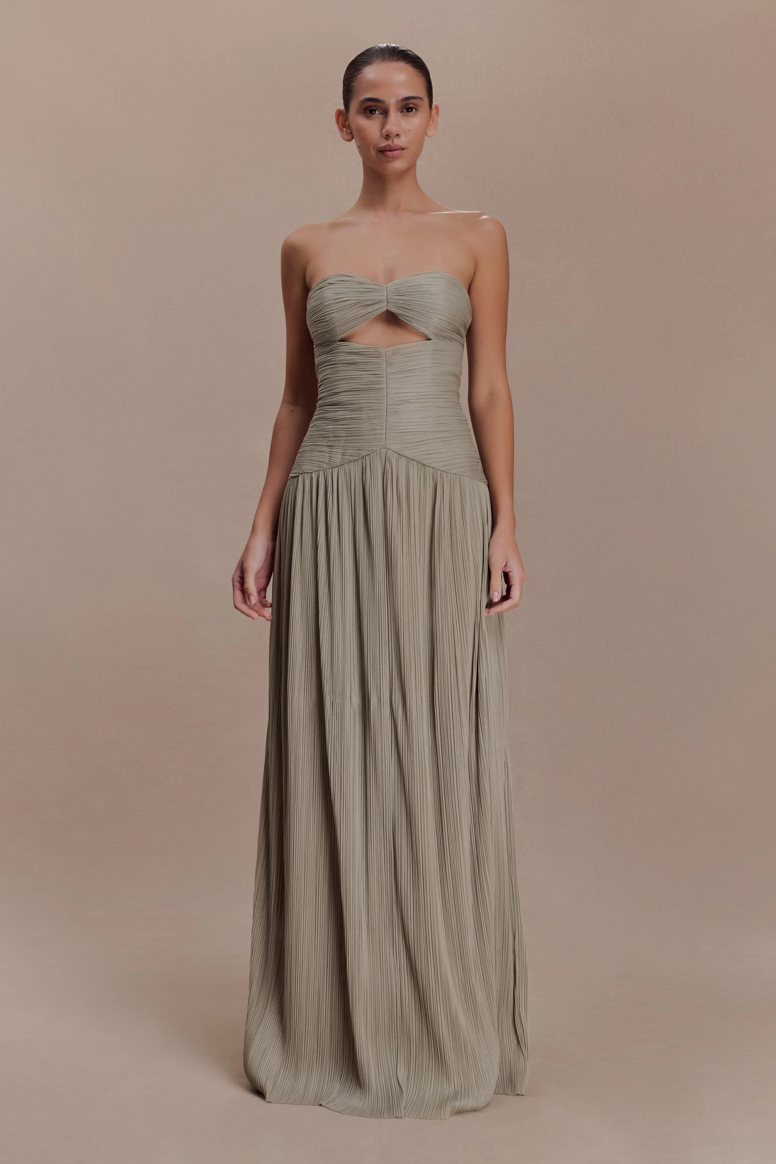 Juliette Pleated Chiffon Maxi Dress - Silver sold by Meshki product image thumbnail 5