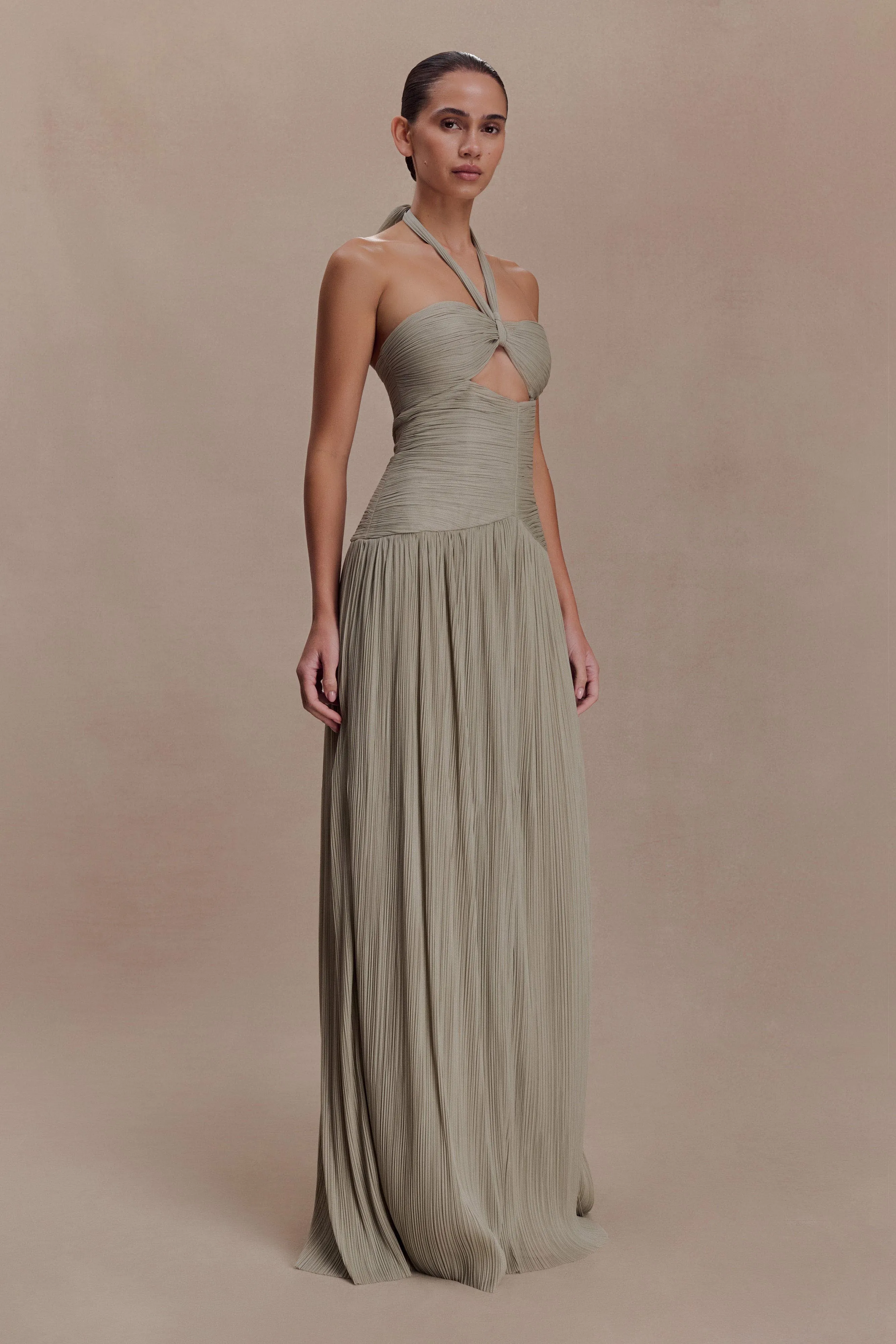 Juliette Pleated Chiffon Maxi Dress - Silver sold by Meshki product image thumbnail 3