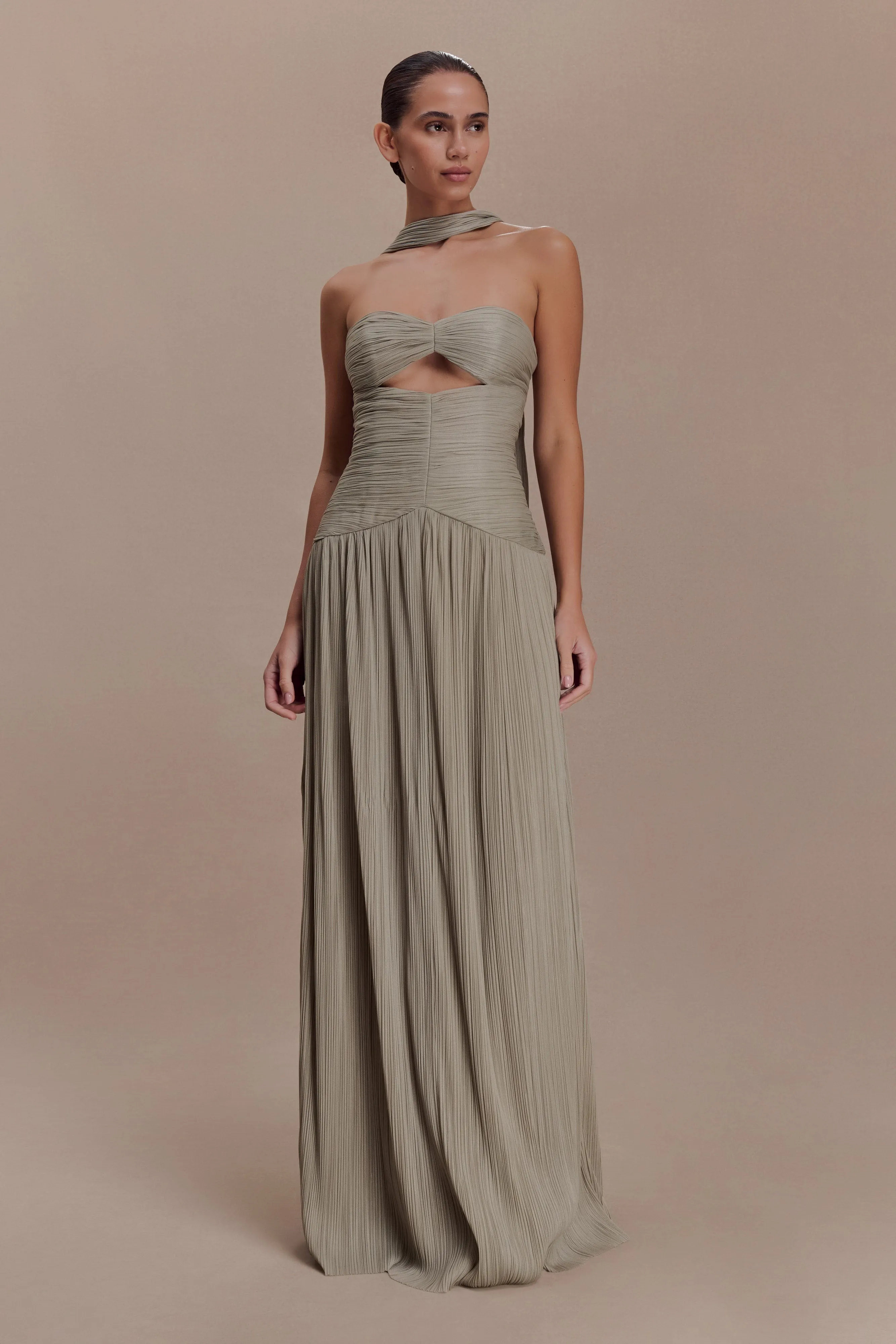 Juliette Pleated Chiffon Maxi Dress - Silver sold by Meshki product image thumbnail 4