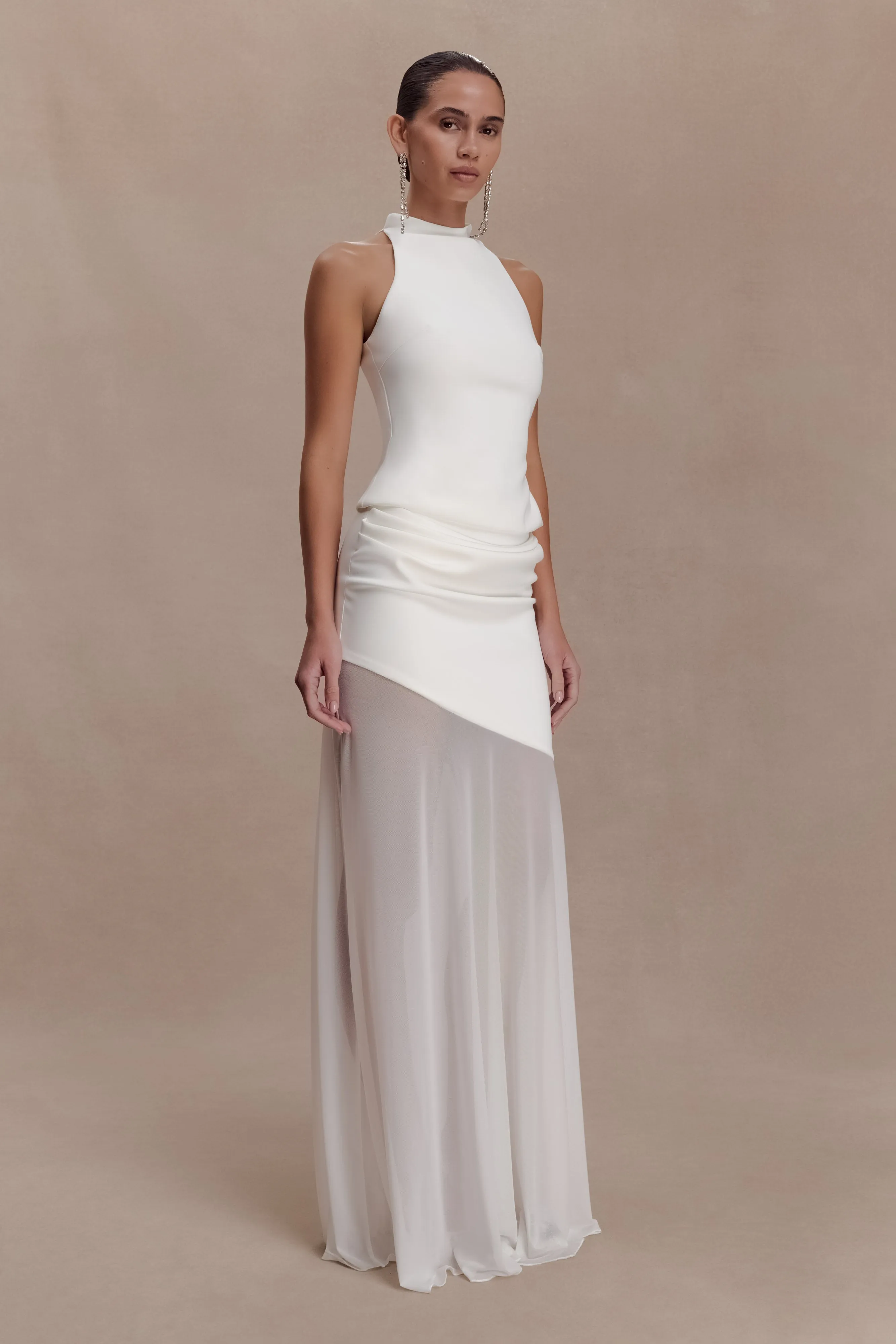 Portia Scuba And Mesh Maxi Skirt - White sold by Meshki product image thumbnail 4