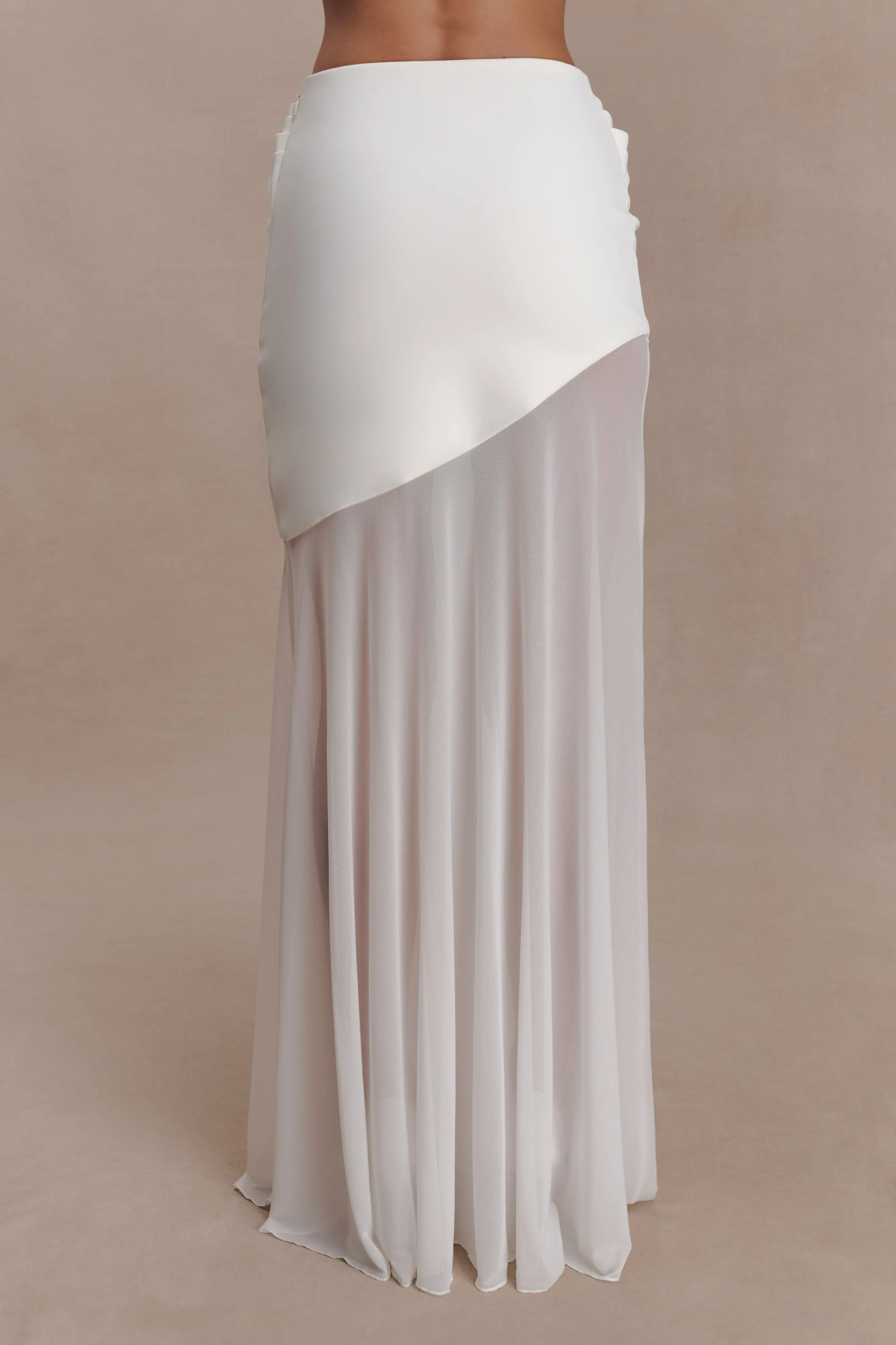 Portia Scuba And Mesh Maxi Skirt - White sold by Meshki product image thumbnail 5