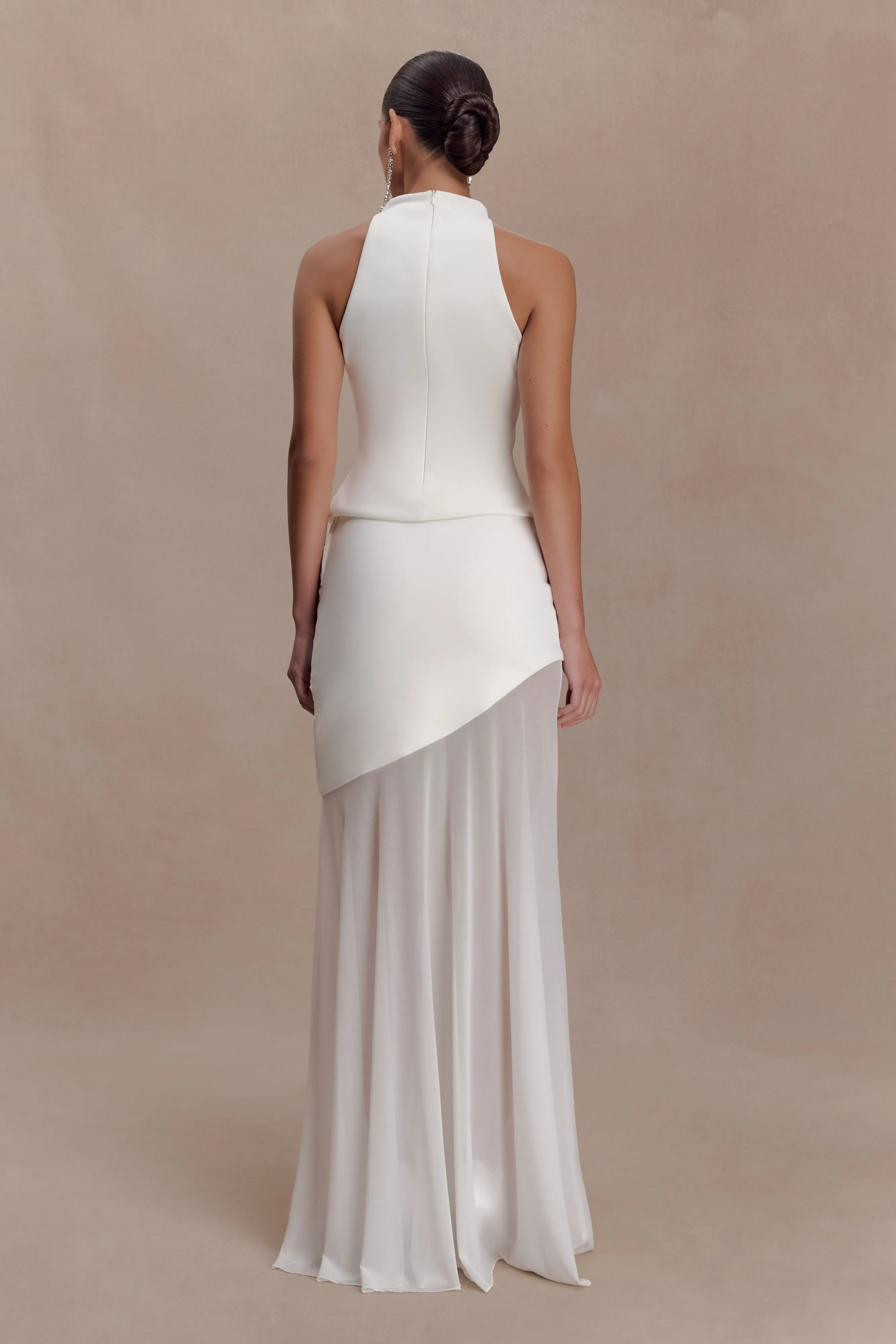 Portia Scuba And Mesh Maxi Skirt - White sold by Meshki product image thumbnail 2