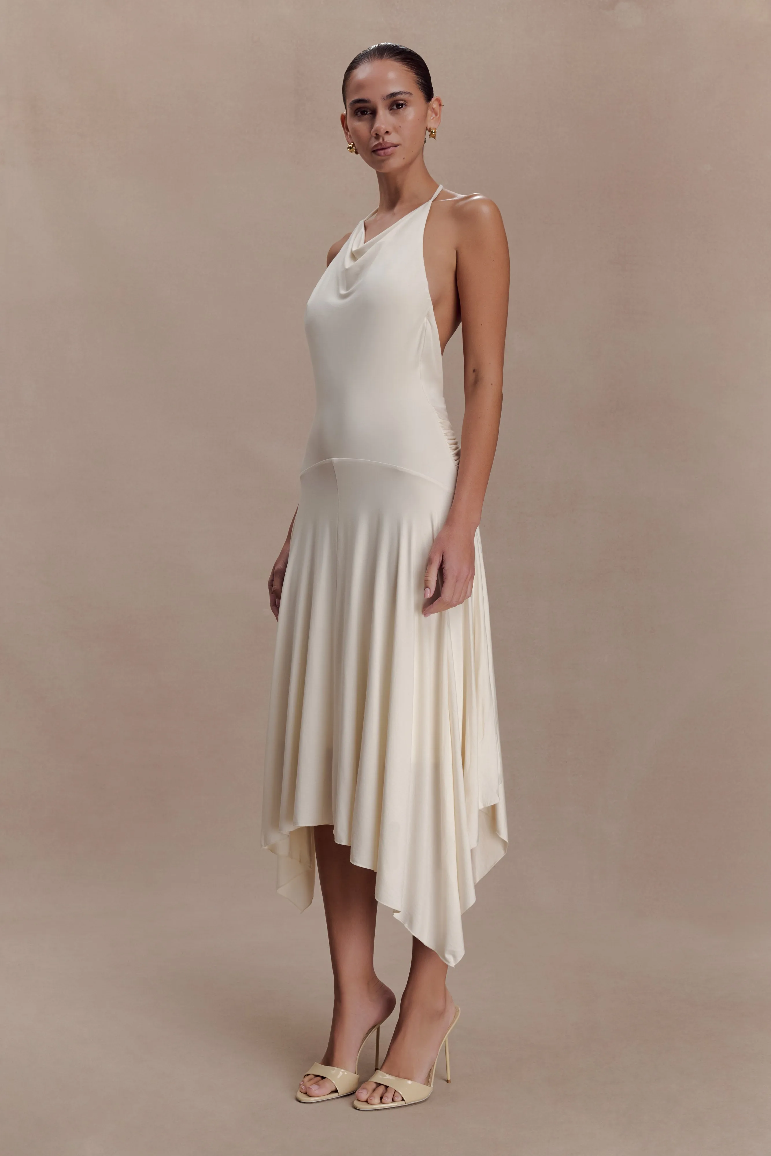 Sylvie Modal Hankie Midi Dress - Ivory sold by Meshki product image thumbnail 3