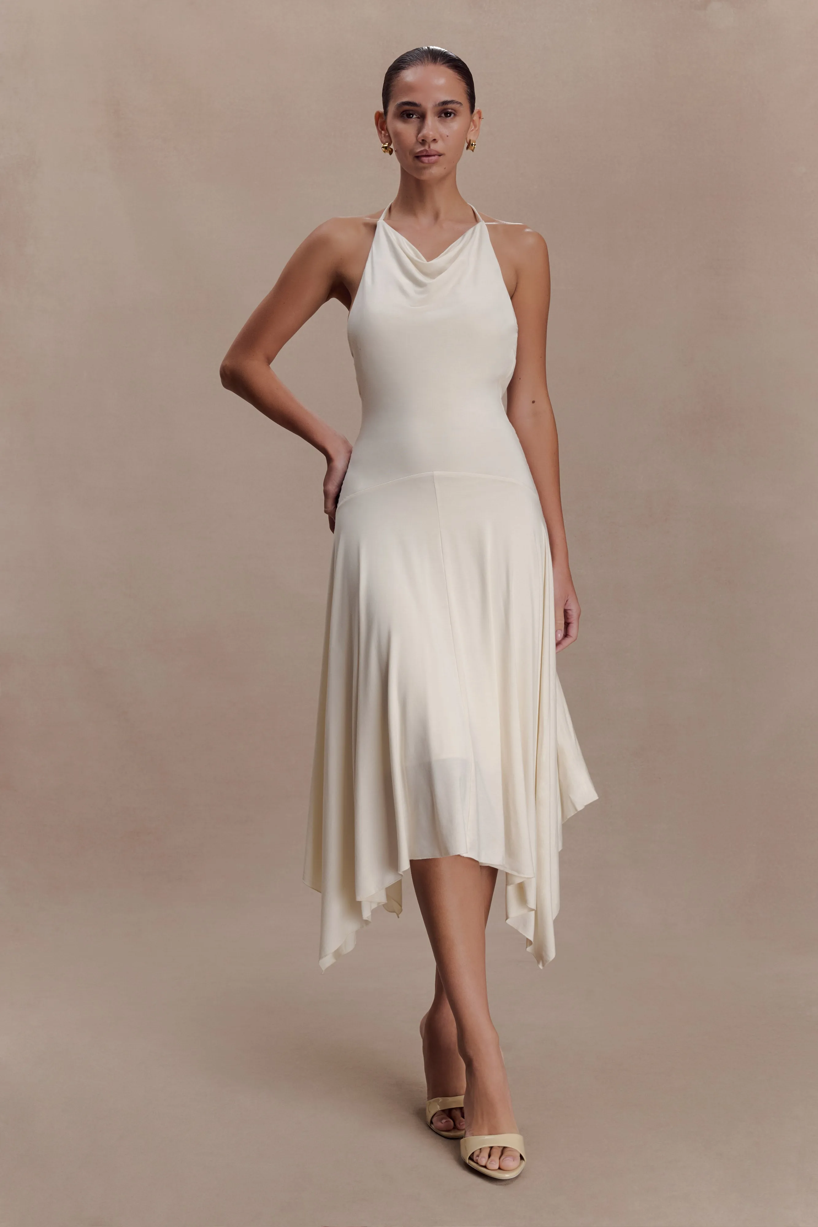 Sylvie Modal Hankie Midi Dress - Ivory sold by Meshki product image thumbnail 4
