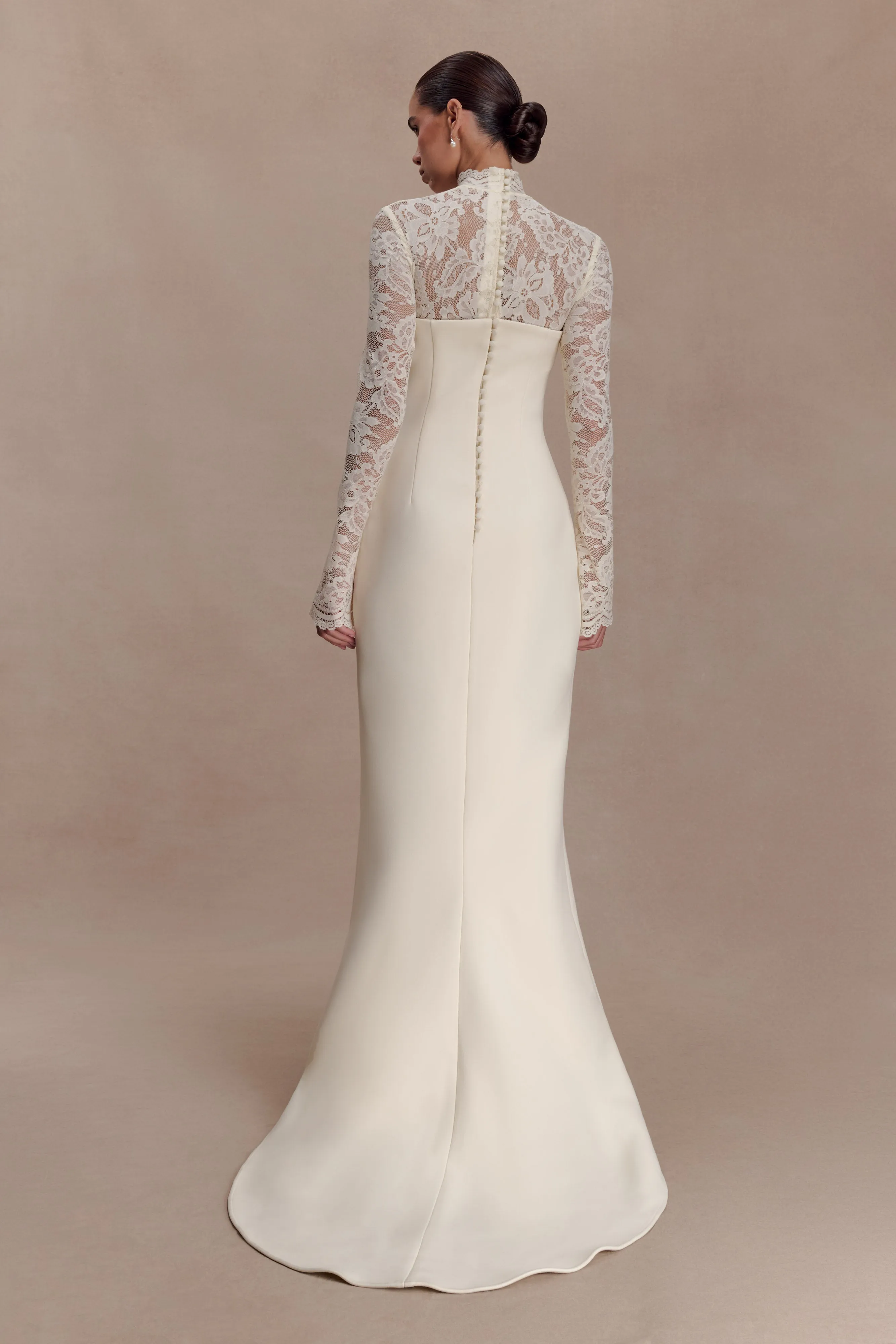 Aurelie Long Sleeve Lace Maxi Dress - Ivory sold by Meshki product image thumbnail 2