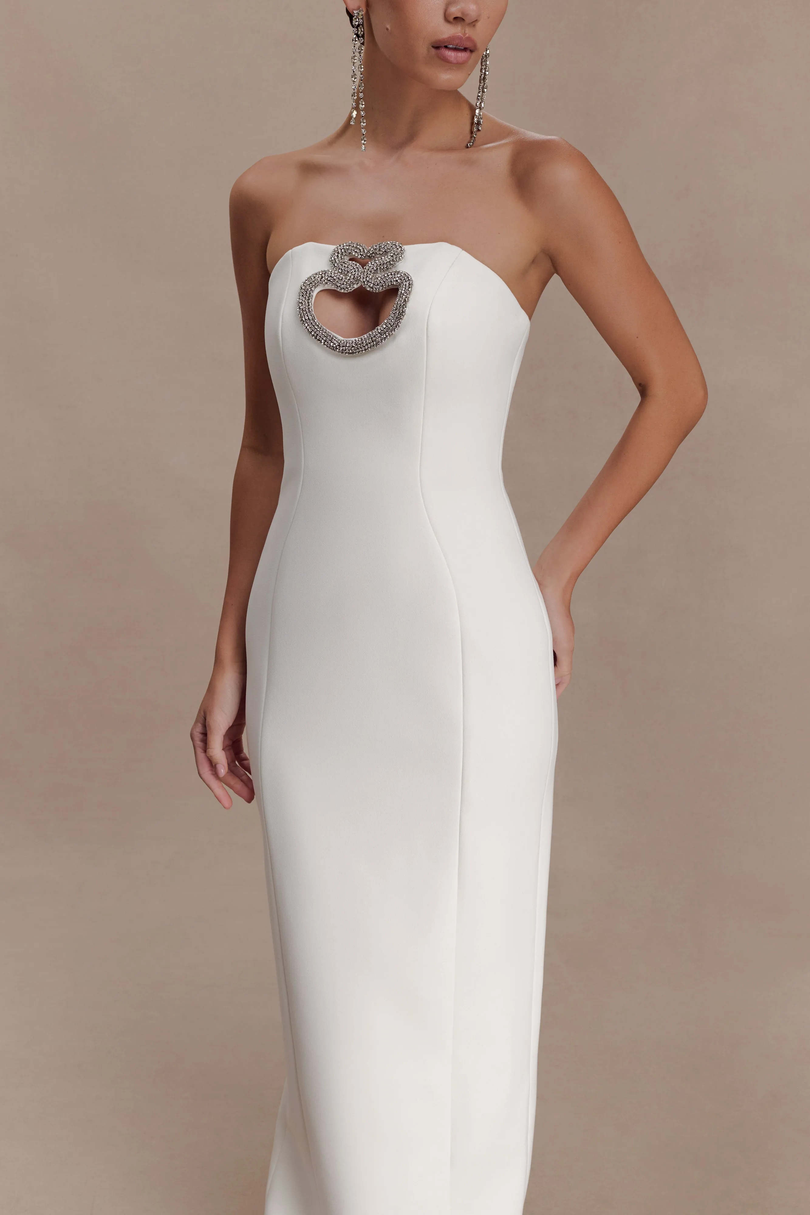Hilda Embellished Strapless Maxi Dress - White sold by Meshki product image thumbnail 3