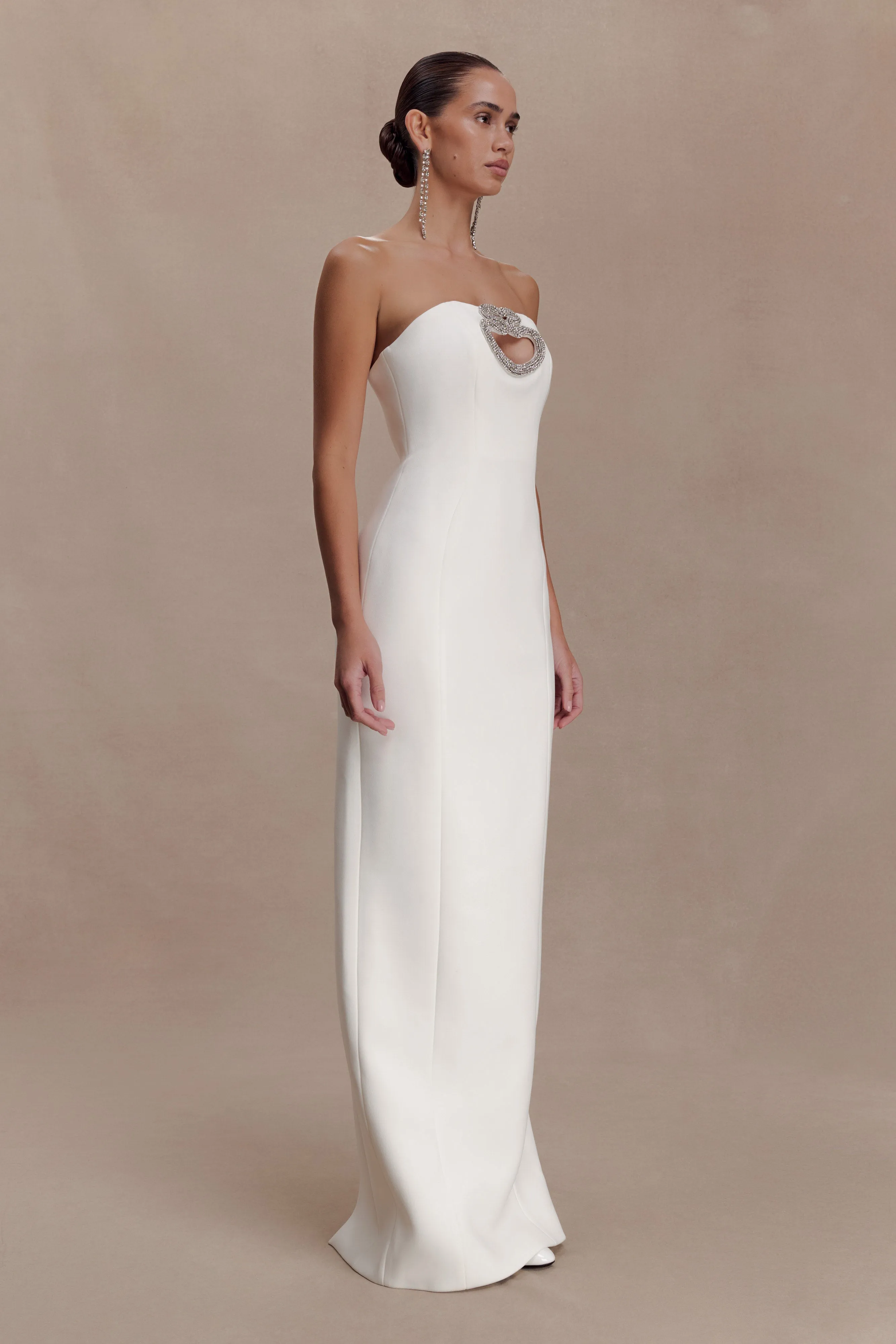 Hilda Embellished Strapless Maxi Dress - White sold by Meshki product image thumbnail 4
