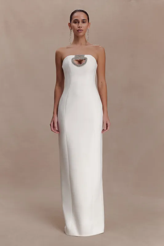 Hilda Embellished Strapless Maxi Dress - White sold by Meshki