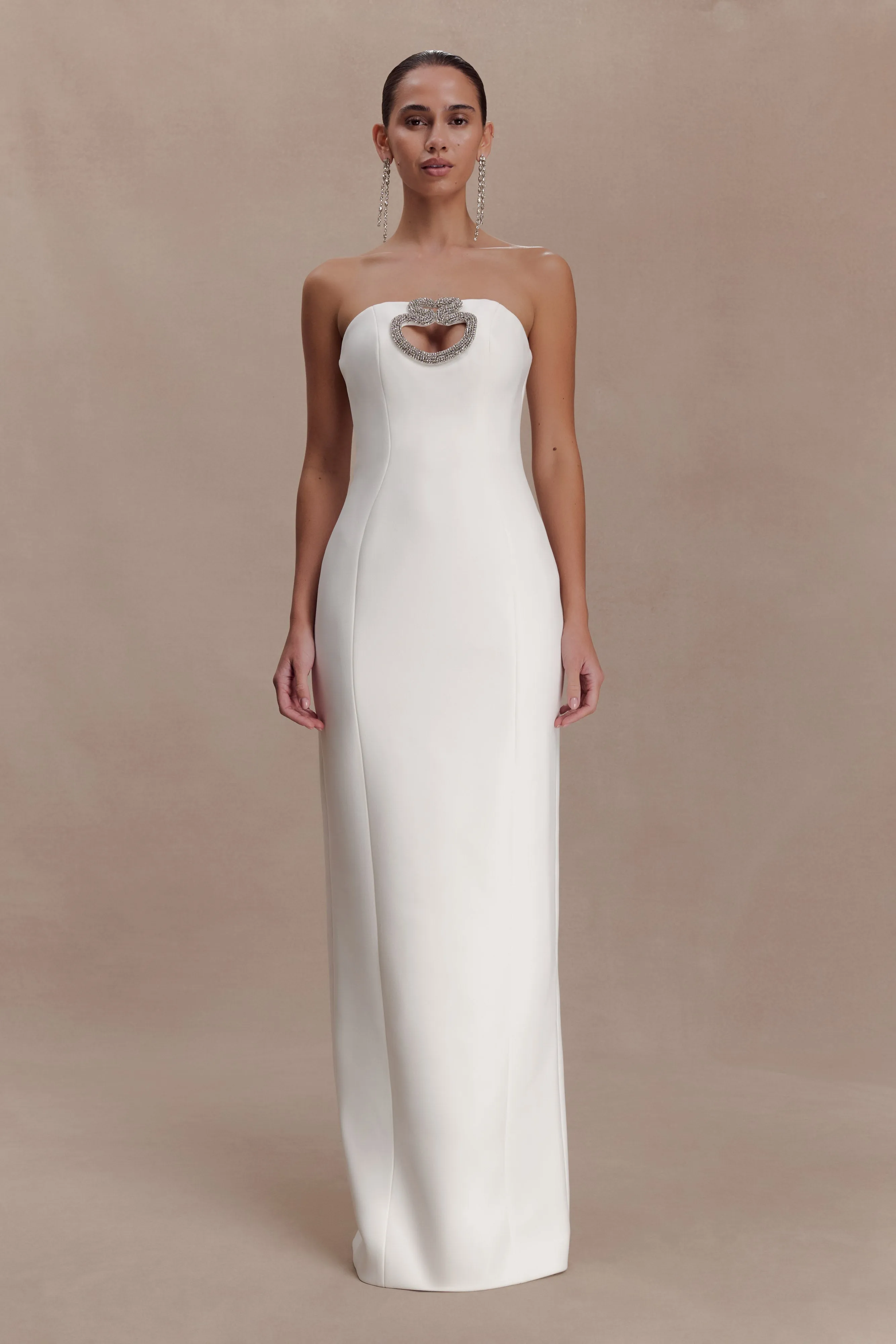Hilda Embellished Strapless Maxi Dress - White sold by Meshki