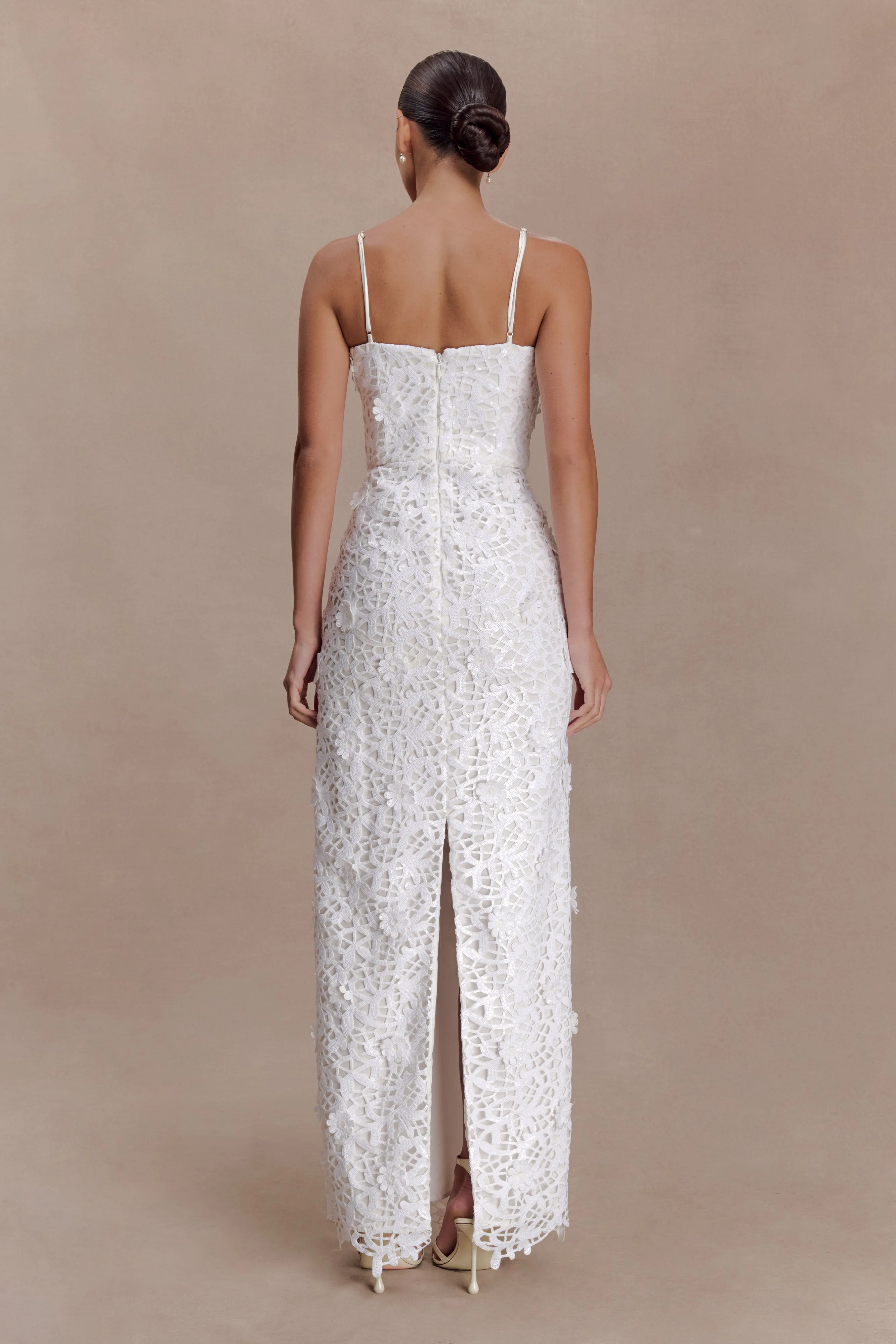 Josefa Sequin Lace Maxi Dress - White sold by Meshki product image thumbnail 2