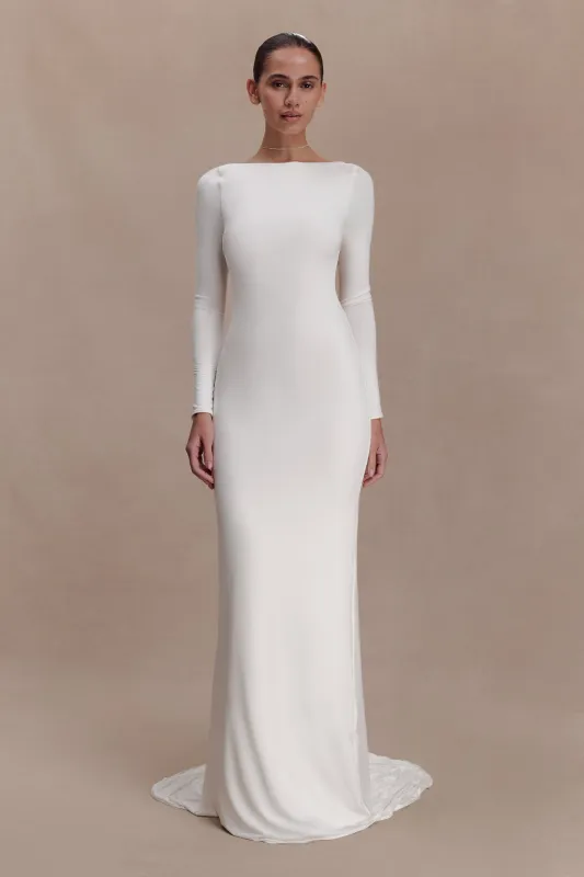 Marlene Slinky Low Back Maxi Dress - White sold by Meshki