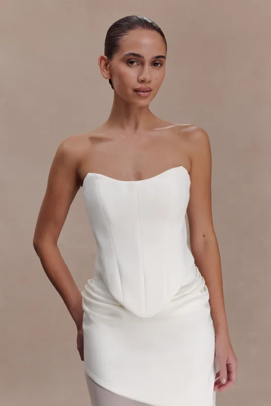 Karina Strapless Scuba Corset  - White sold by Meshki