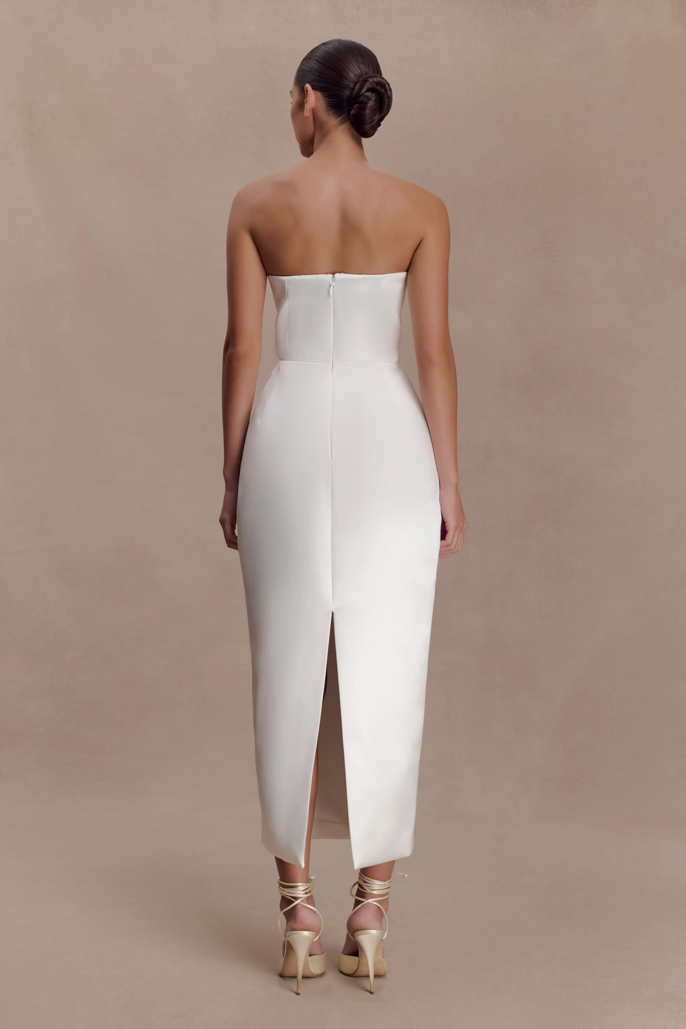 Ophelia Peplum Satin Maxi Dress - Ivory sold by Meshki product image thumbnail 2
