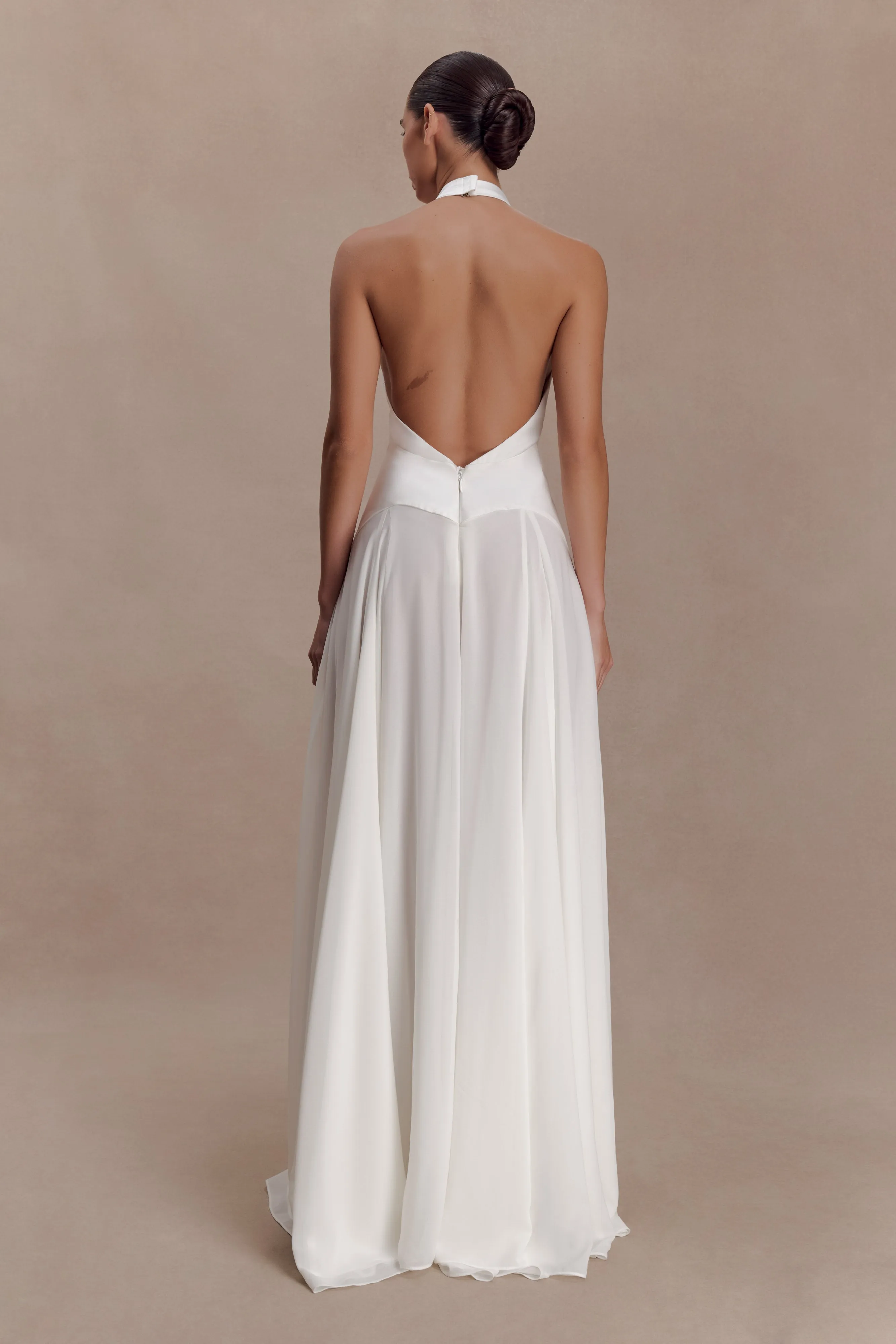 Susan Chiffon Halter Maxi Dress - Ivory sold by Meshki product image thumbnail 2